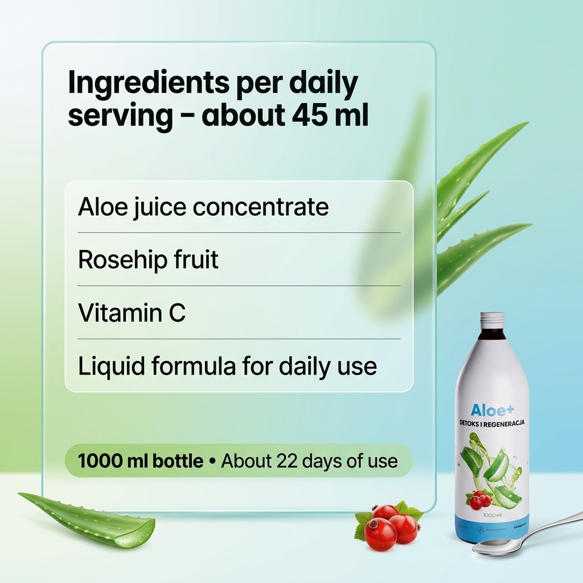 Aloe+ - Aloe Juice + Rose Hip + Vitamin C for Digestion and Immunity