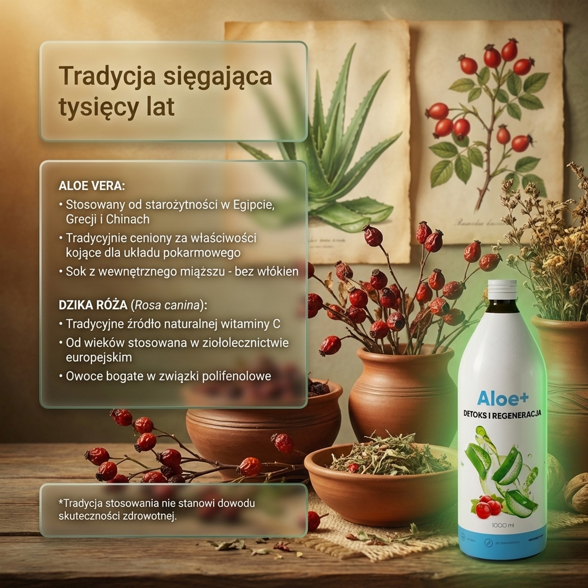 Aloe+ - Sok z aloesu + Dzika róża + Witamina C na trawienie i odporność