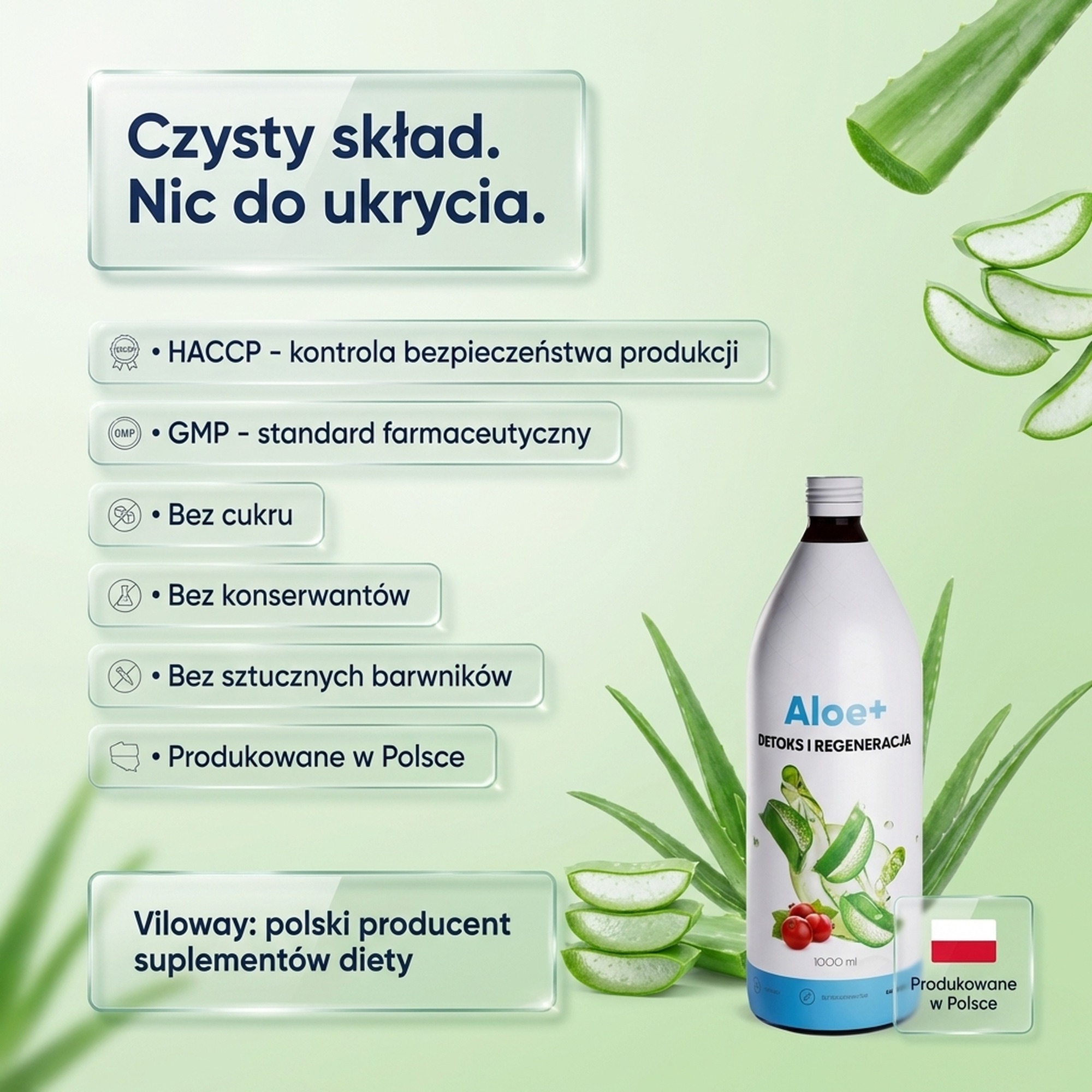 Aloe+ - Sok z aloesu + Dzika róża + Witamina C na trawienie i odporność