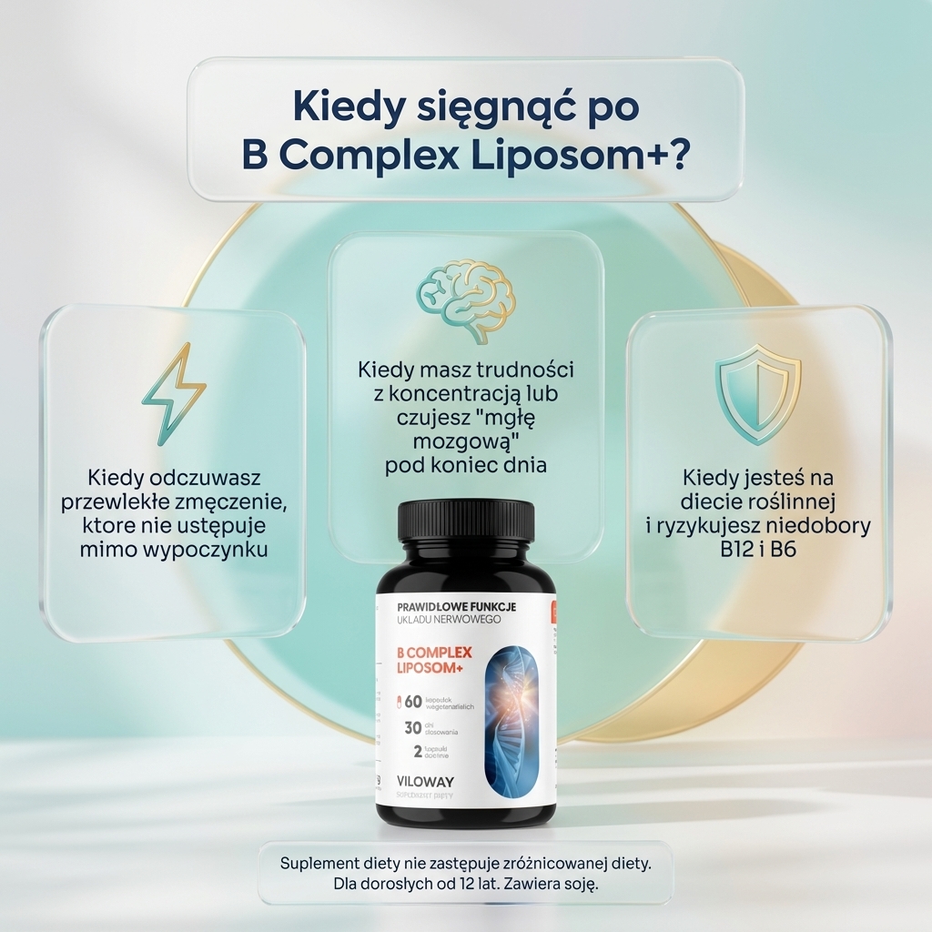 Skład B Complex Liposom+ - 8 witamin z grupy B w technologii liposomalnej