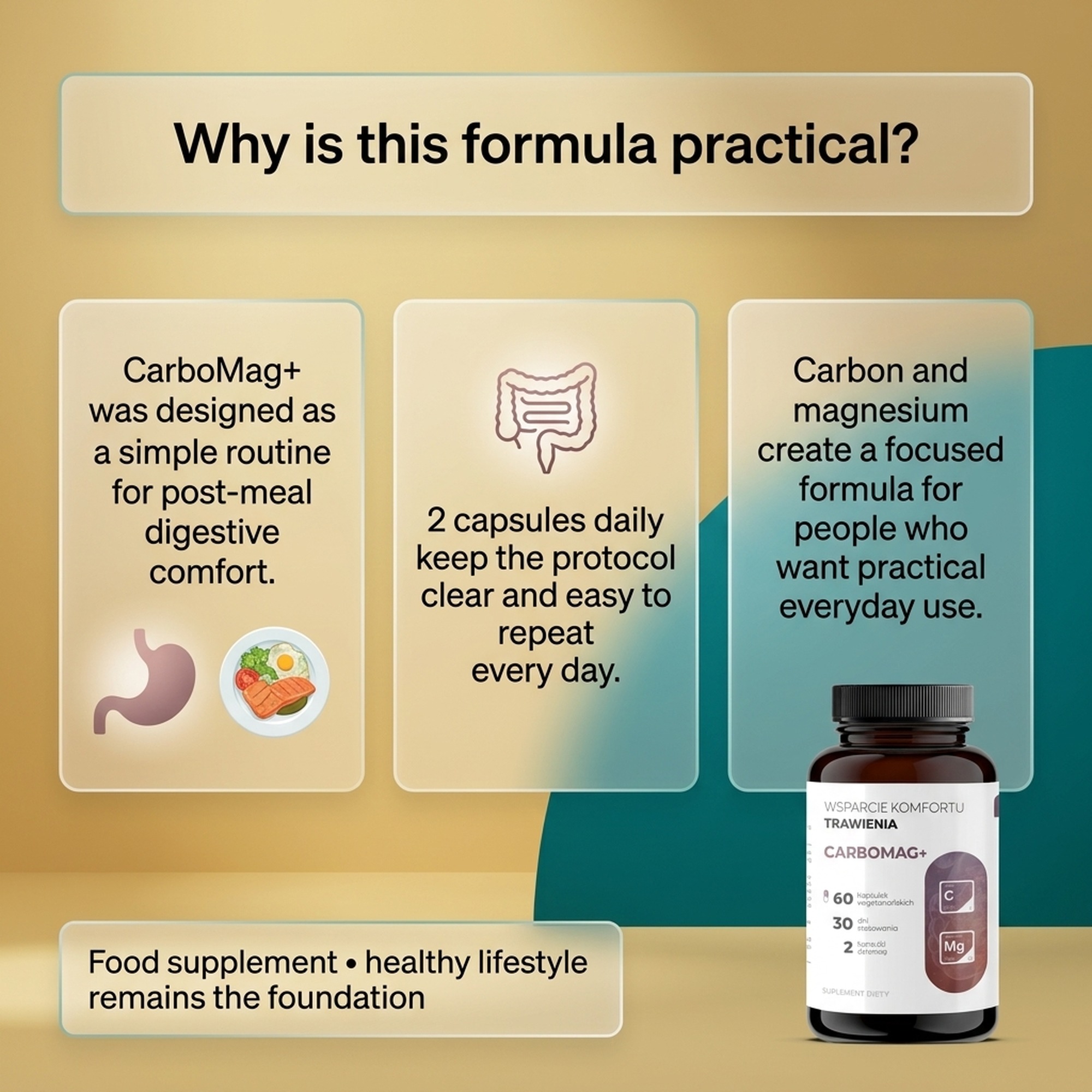 CarboMag+ - Activated coconut charcoal + magnesium for digestive comfort and bloating
