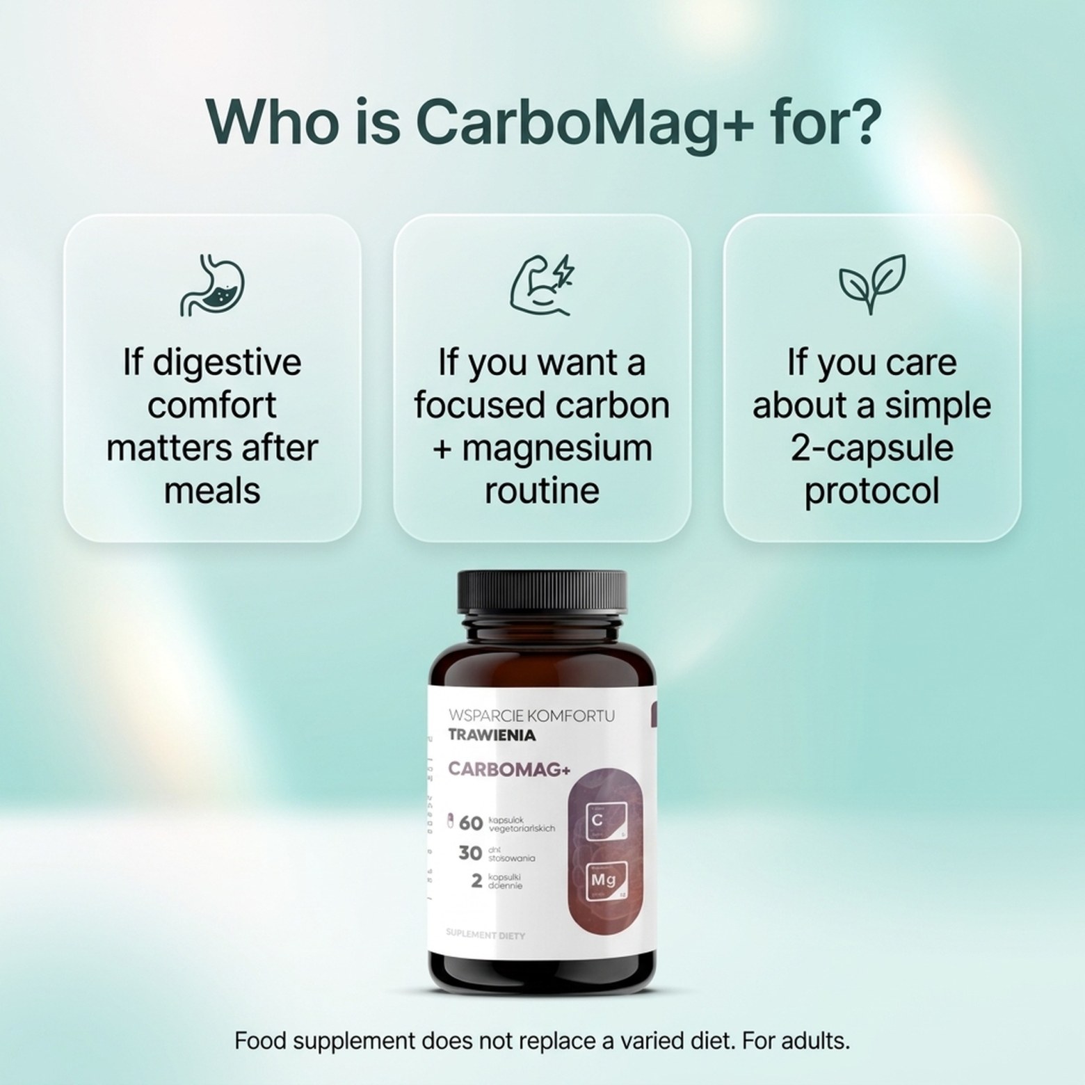 CarboMag+ - Activated coconut charcoal + magnesium for digestive comfort and bloating