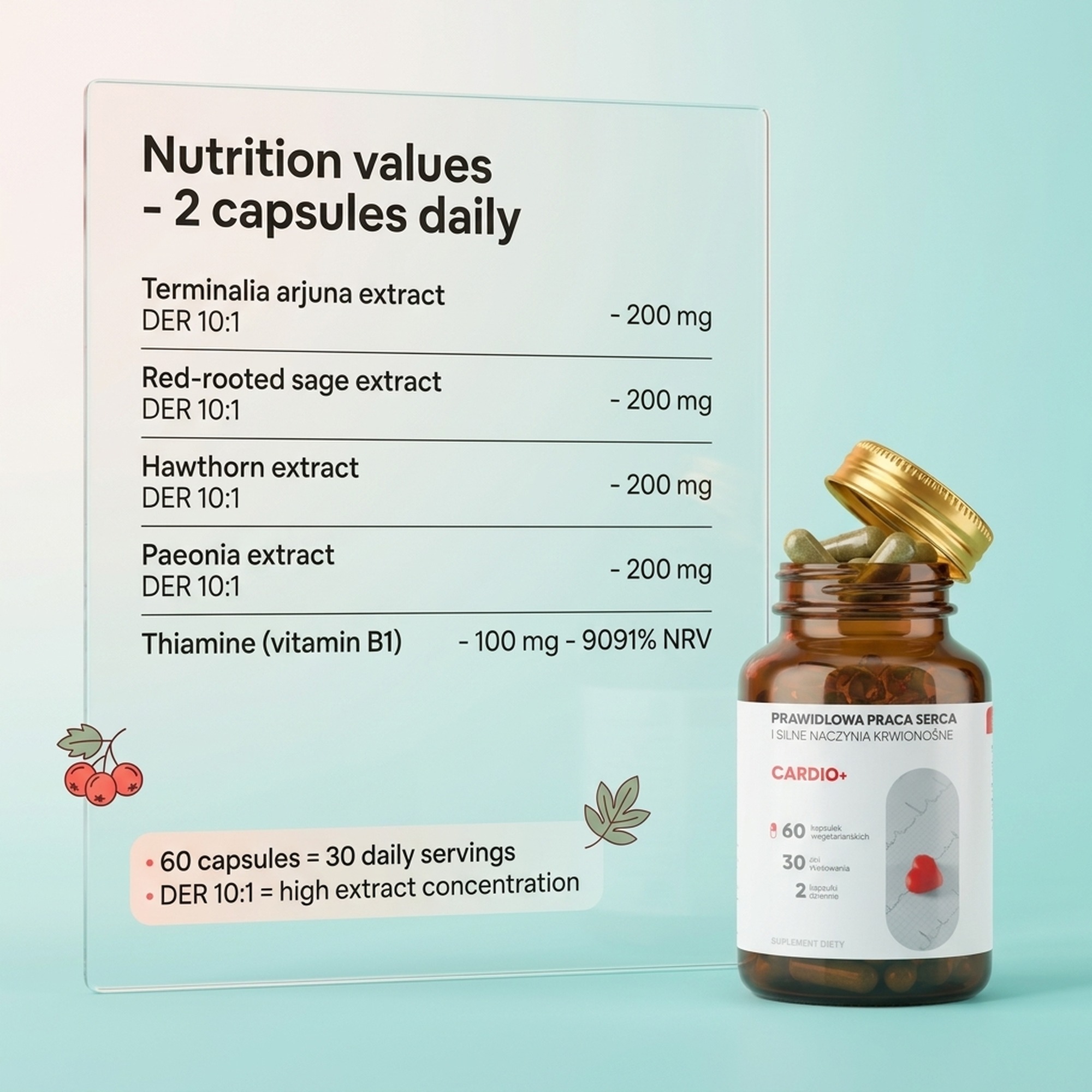 Cardio+ - Arjuna + Red-Rooted Sage + Hawthorn for Heart Health