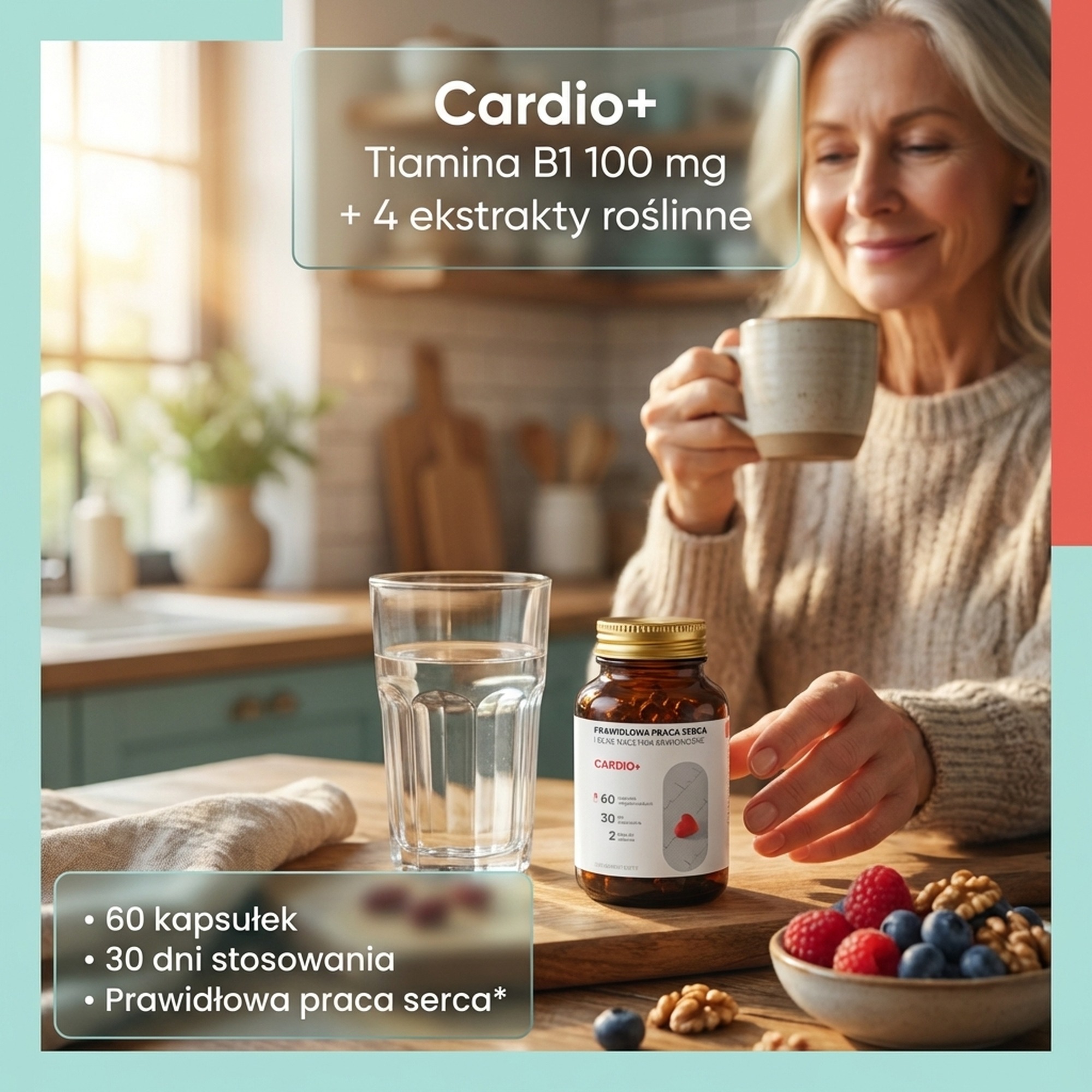 Cardio+ - Arjuna + Szałwia czerwonokorzeniowa + Głóg na zdrowe serce