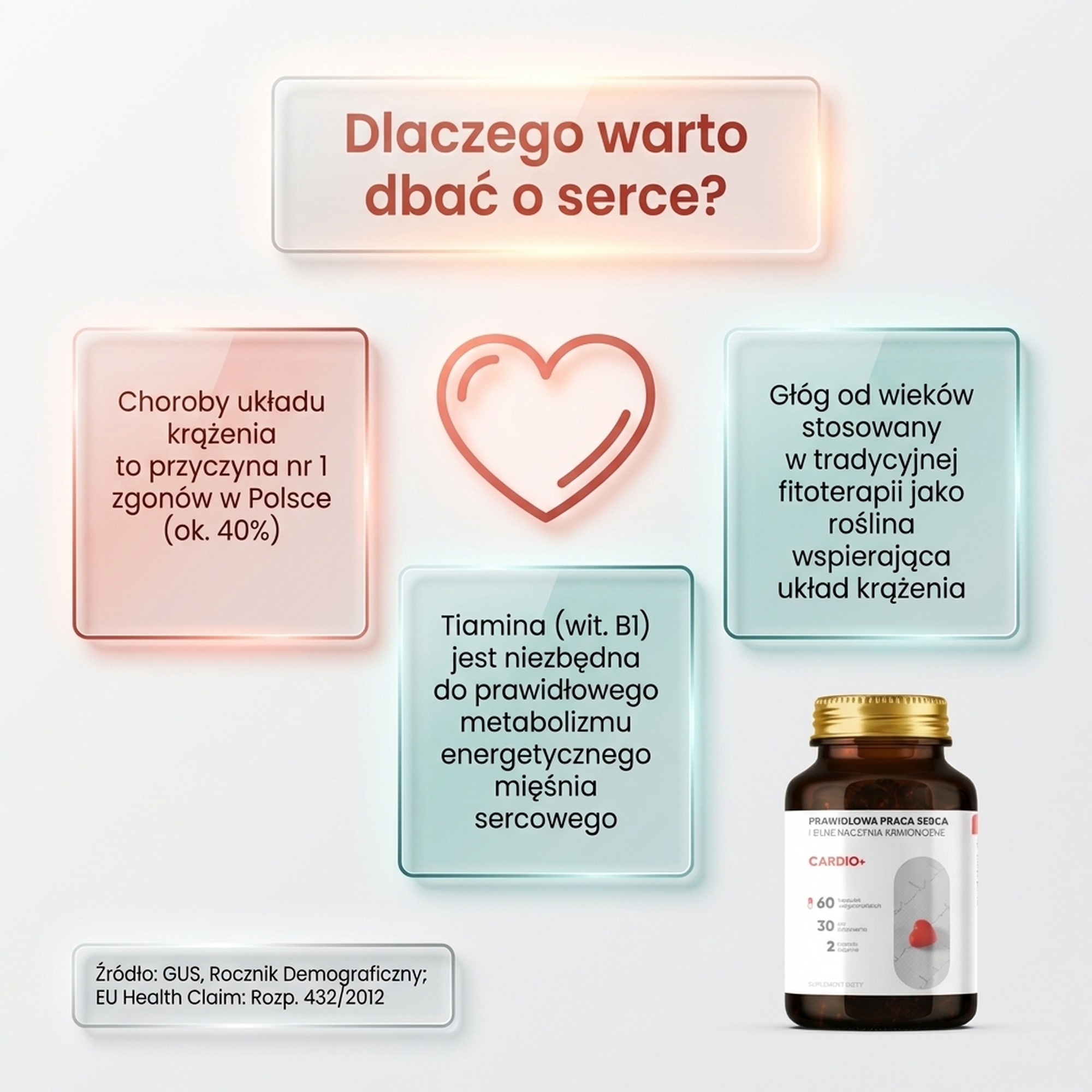 Cardio+ - Arjuna + Szałwia czerwonokorzeniowa + Głóg na zdrowe serce
