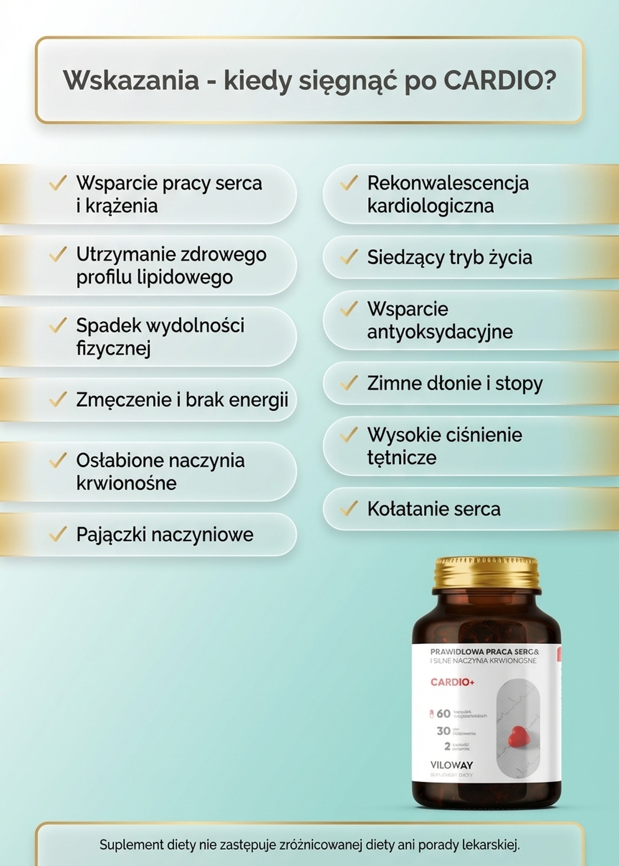 Cardio+ - Arjuna + Szałwia czerwonokorzeniowa + Głóg na zdrowe serce