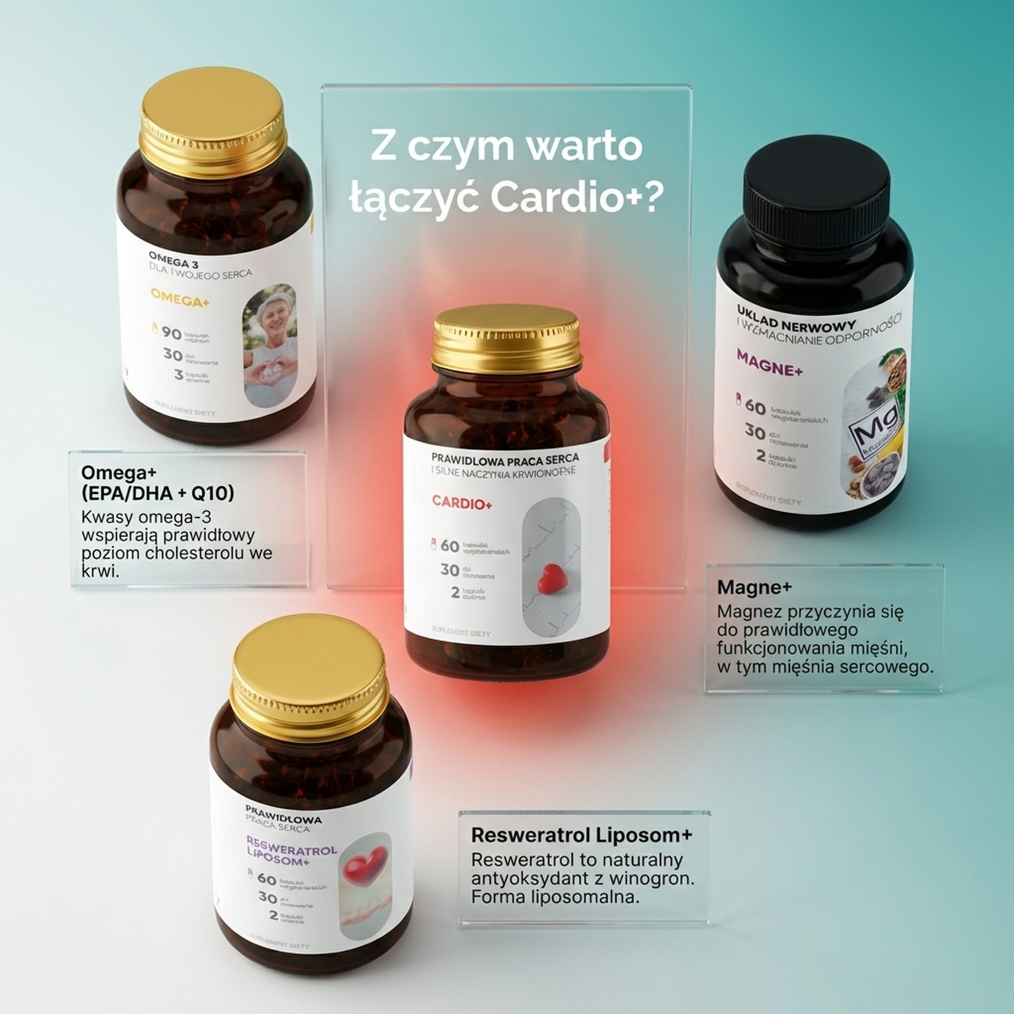 Cardio+ - Arjuna + Szałwia czerwonokorzeniowa + Głóg na zdrowe serce