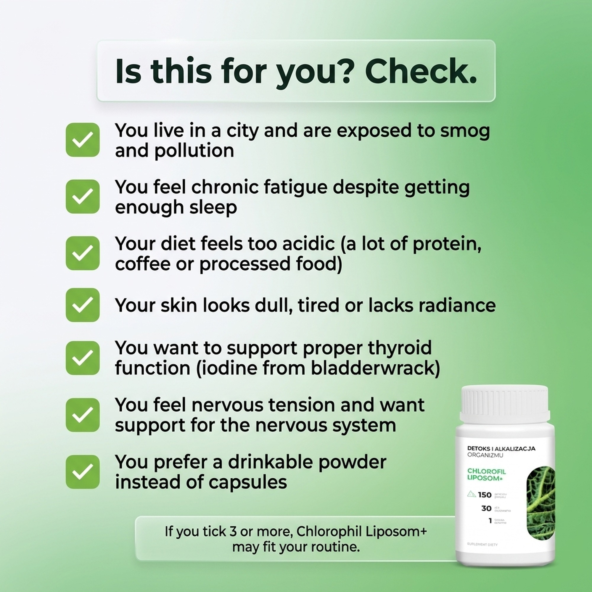 Chlorofil Liposom+ - Chlorophyll, Alfalfa and Green Oat in a Premium Formula