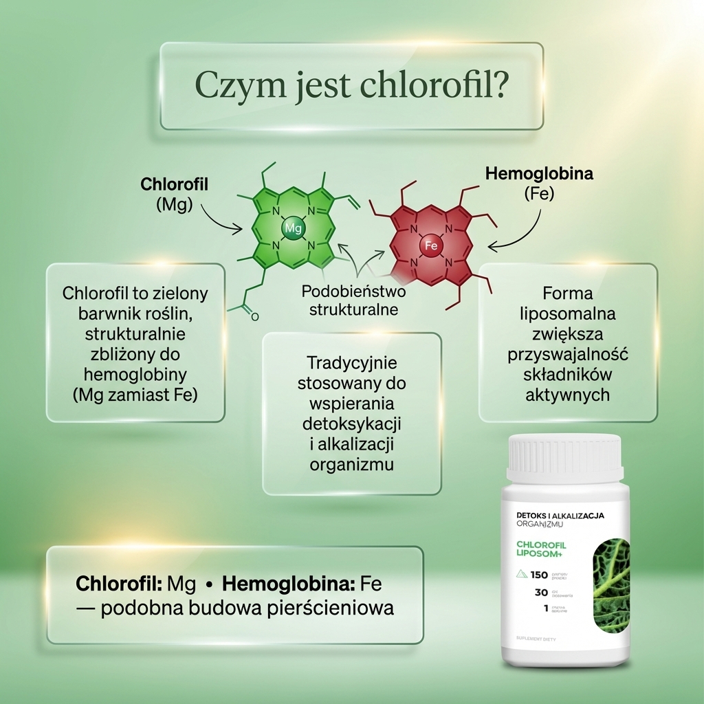 Chlorofil Liposom+ - chlorofil, lucerna i zielony owies w formule premium