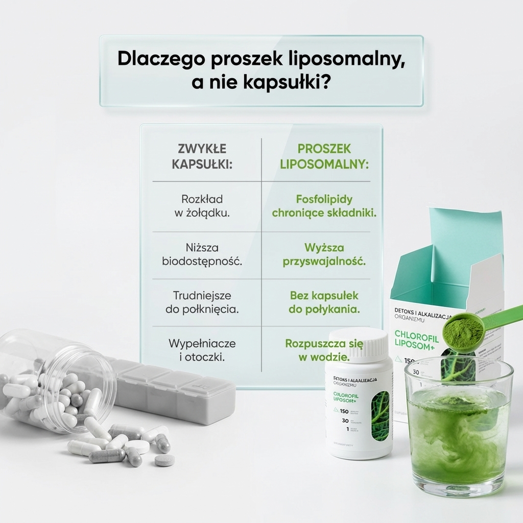 Chlorofil Liposom+ - chlorofil, lucerna i zielony owies w formule premium