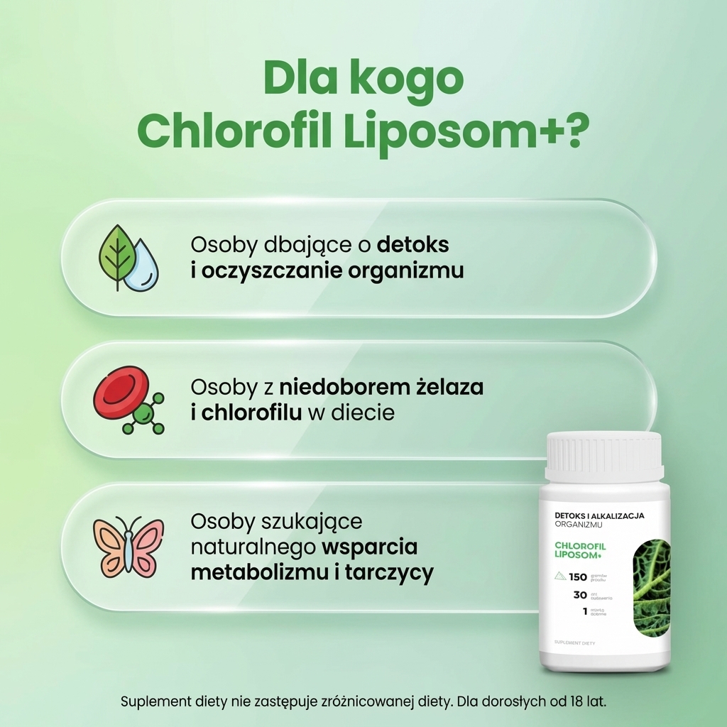 Chlorofil Liposom+ - chlorofil, lucerna i zielony owies w formule premium