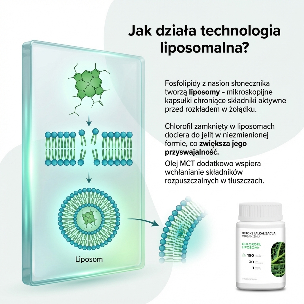 Chlorofil Liposom+ - chlorofil, lucerna i zielony owies w formule premium