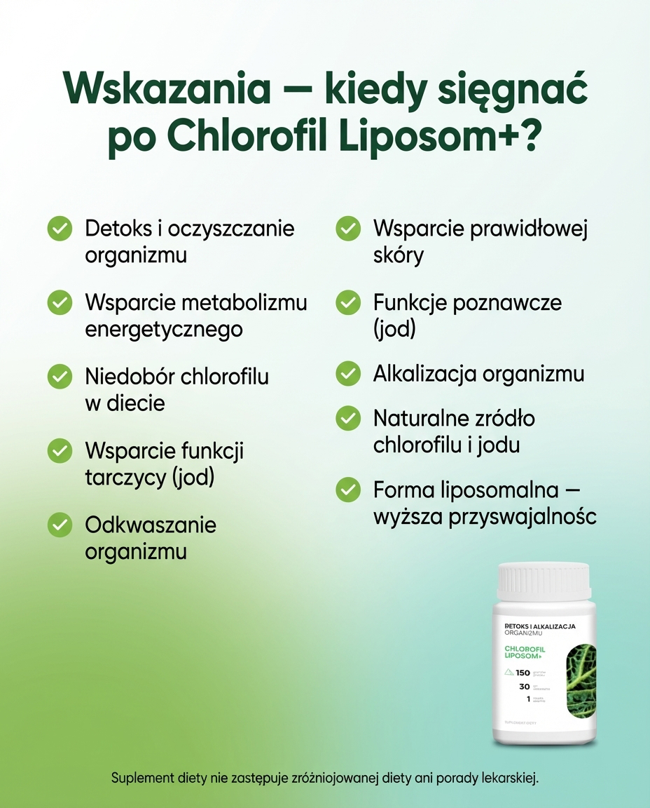 Chlorofil Liposom+ - chlorofil, lucerna i zielony owies w formule premium