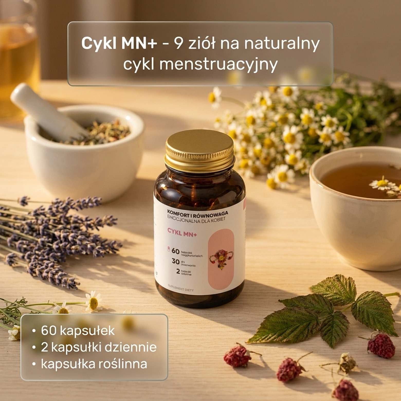 Cykl MN+ - Przywrotnik + Shatavari + Malina na harmonię cyklu