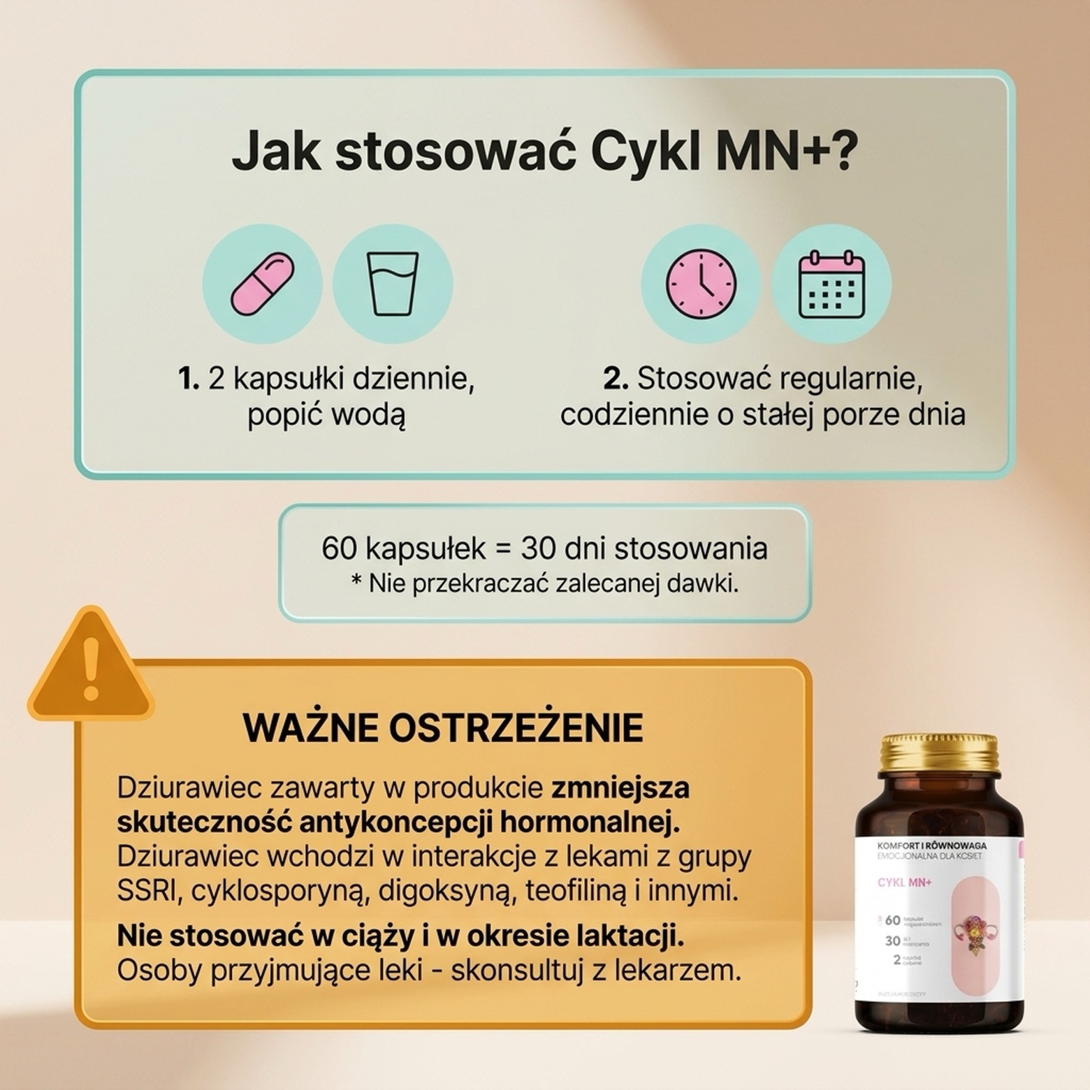 Cykl MN+ - Przywrotnik + Shatavari + Malina na harmonię cyklu