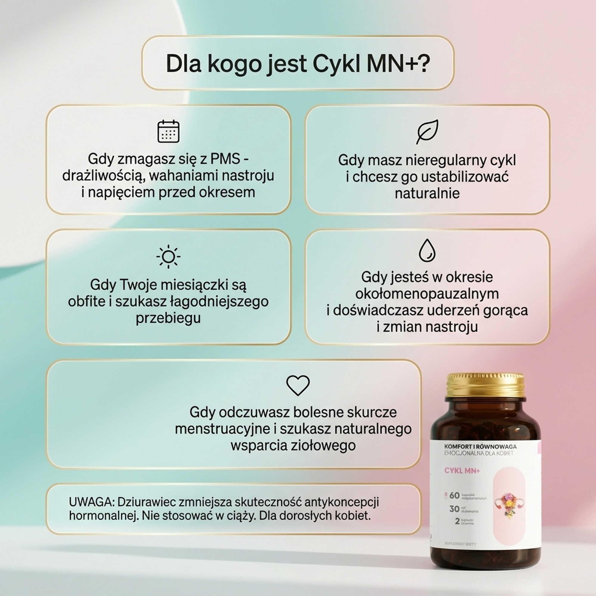 Cykl MN+ - Przywrotnik + Shatavari + Malina na harmonię cyklu