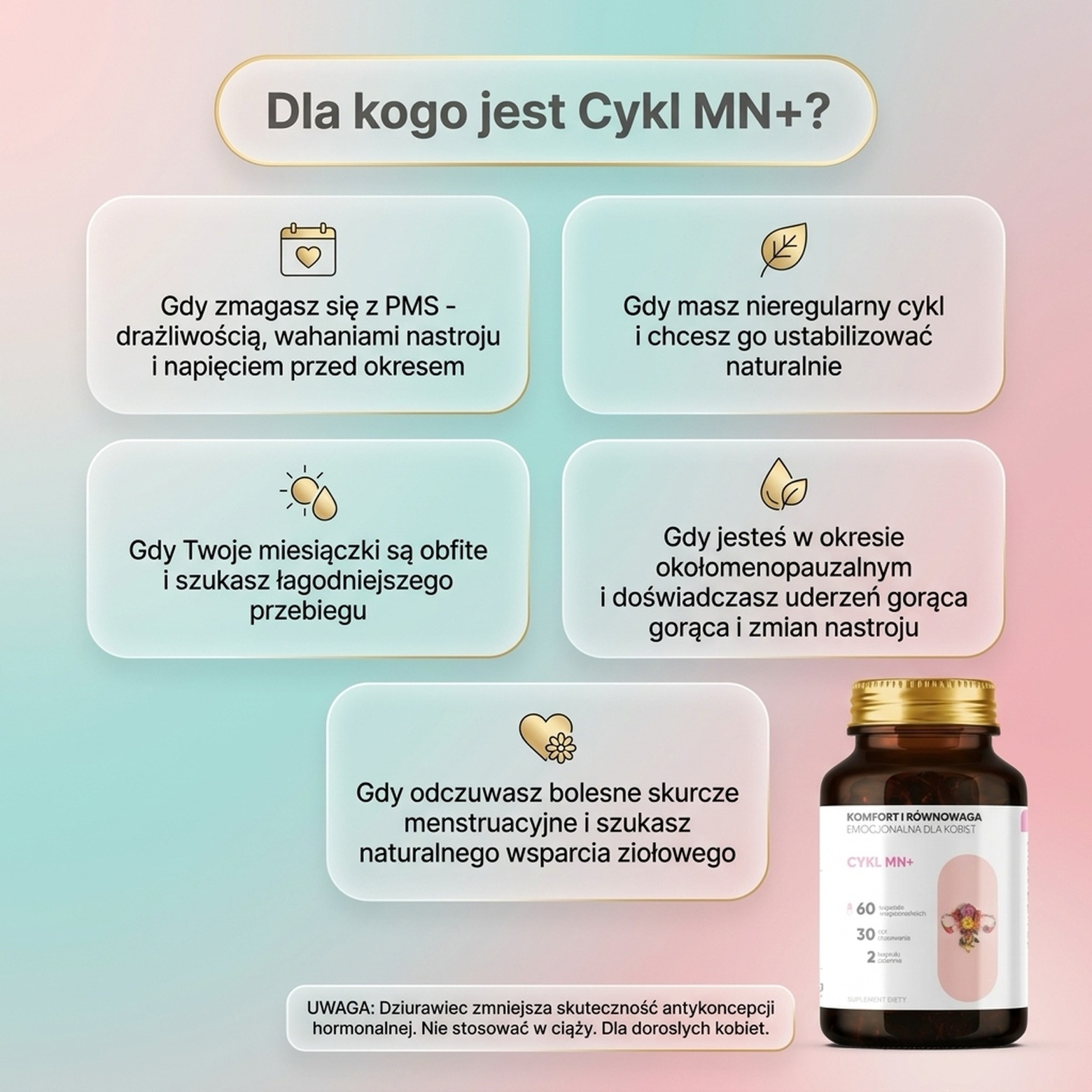Cykl MN+ - Przywrotnik + Shatavari + Malina na harmonię cyklu