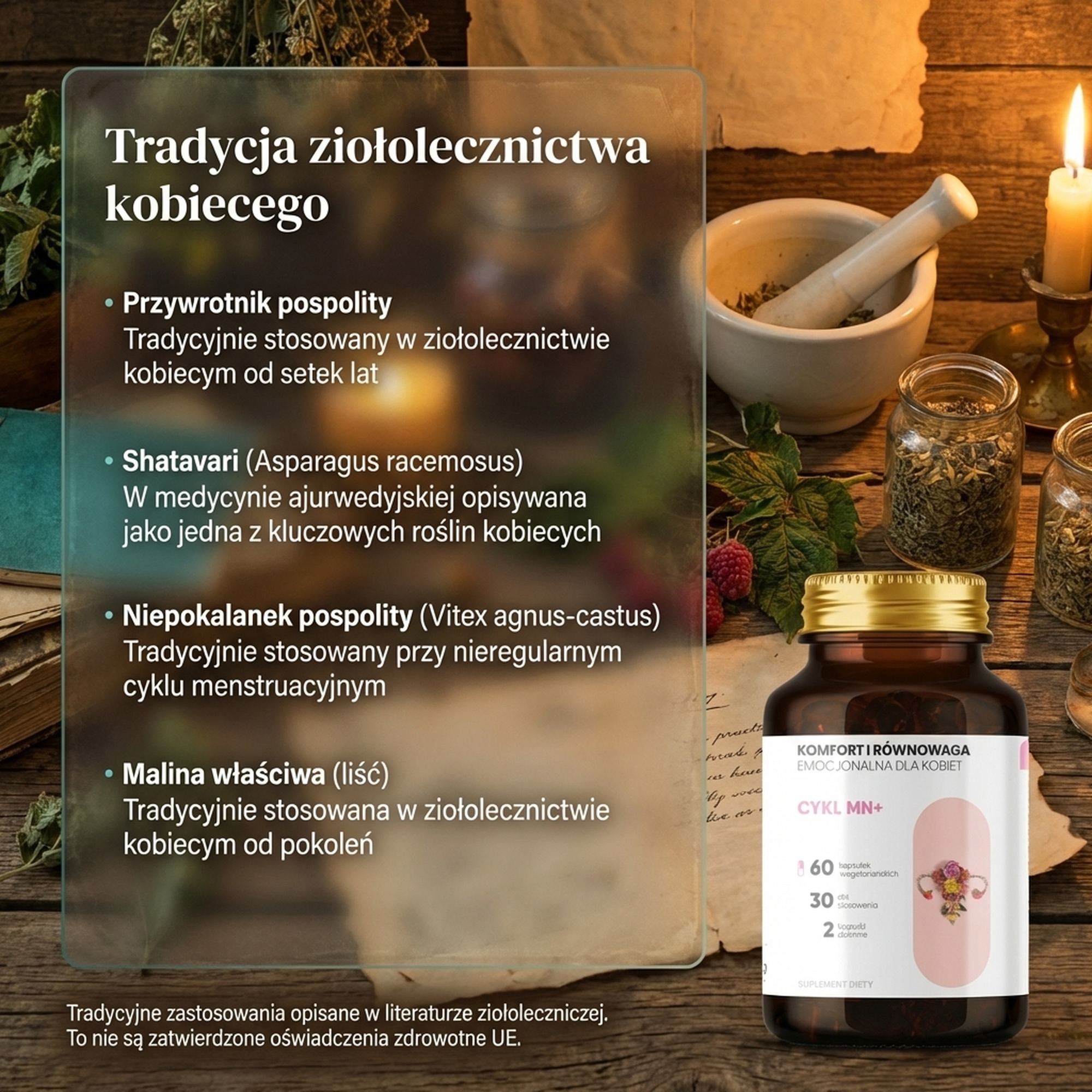 Cykl MN+ - Przywrotnik + Shatavari + Malina na harmonię cyklu