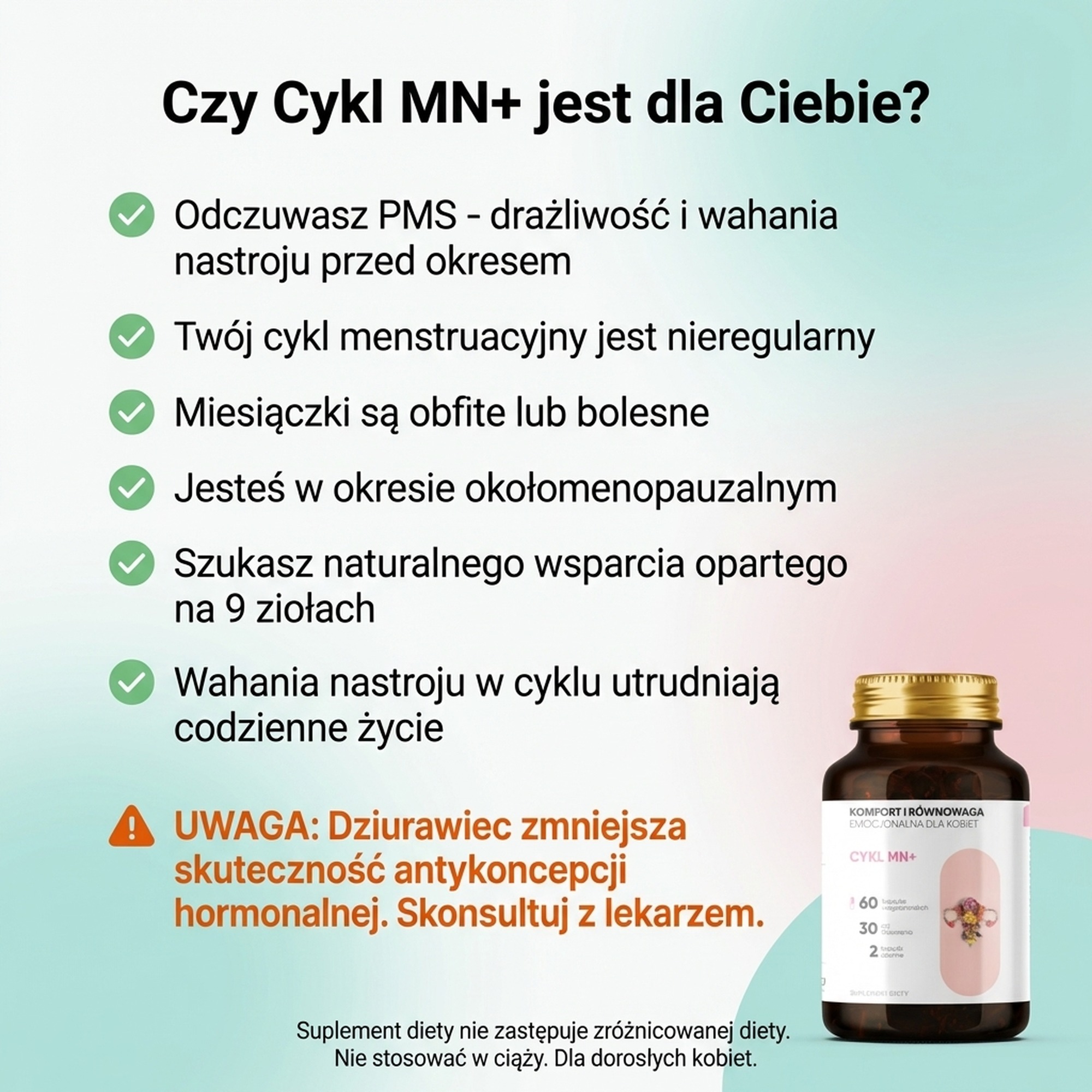 Cykl MN+ - Przywrotnik + Shatavari + Malina na harmonię cyklu