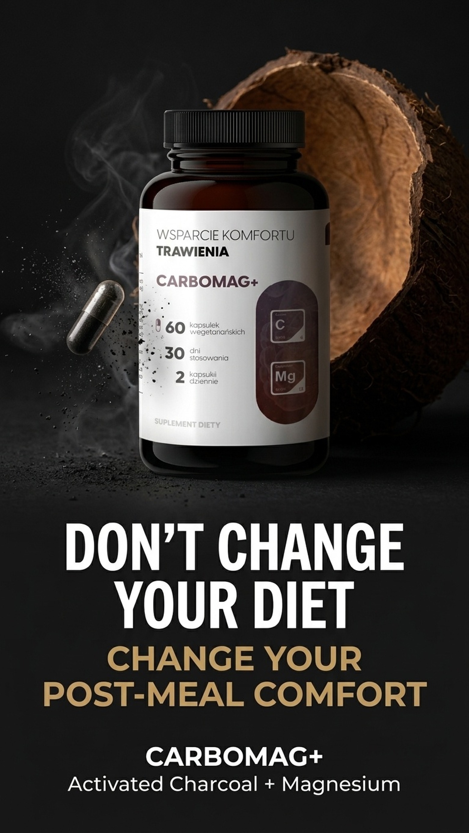 CarboMag+ - Activated coconut charcoal + magnesium for digestive comfort and bloating — story 1