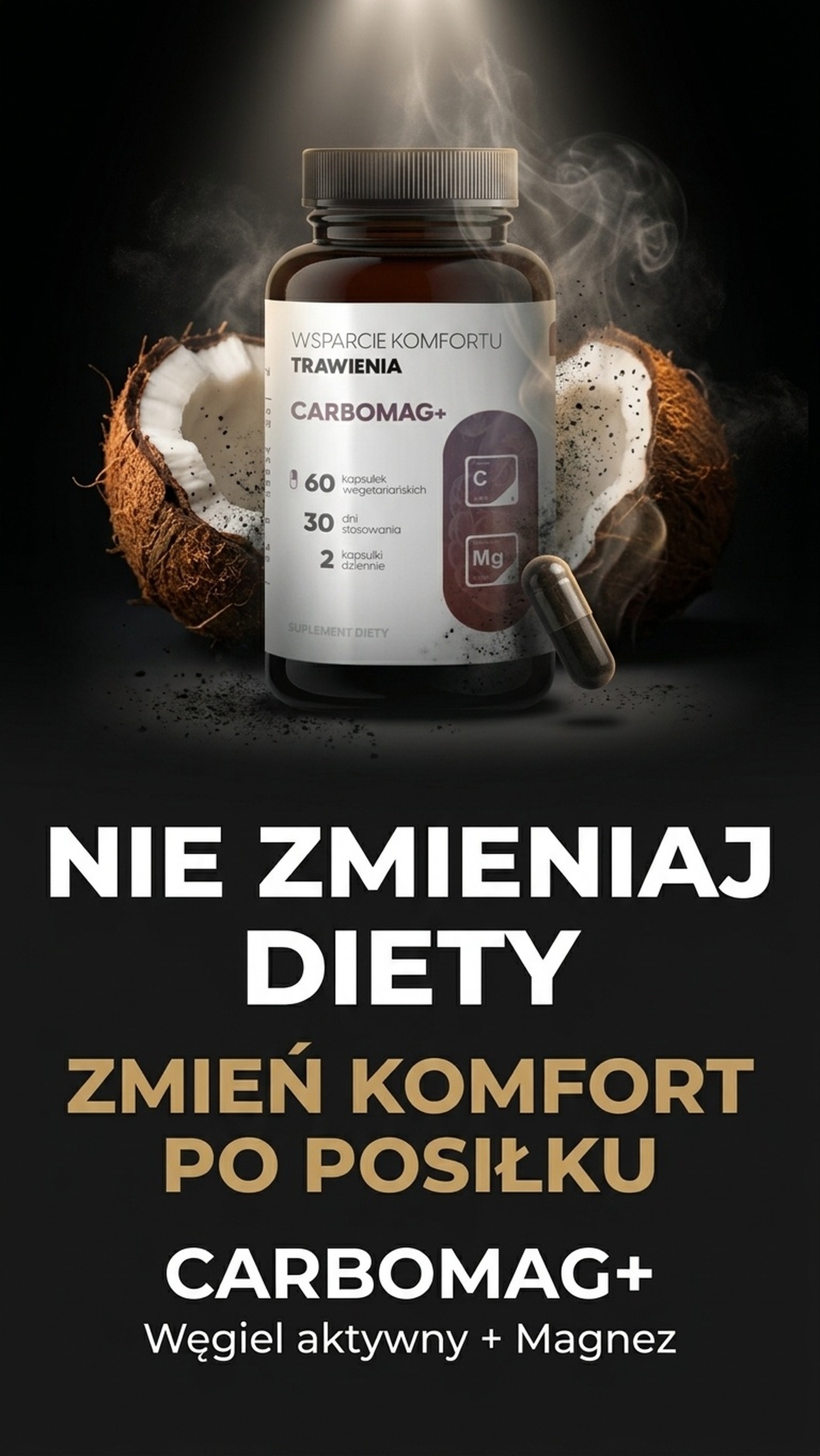 CarboMag+ - Węgiel aktywny z kokosa + Magnez na komfort trawienia i wzdęcia — story 1