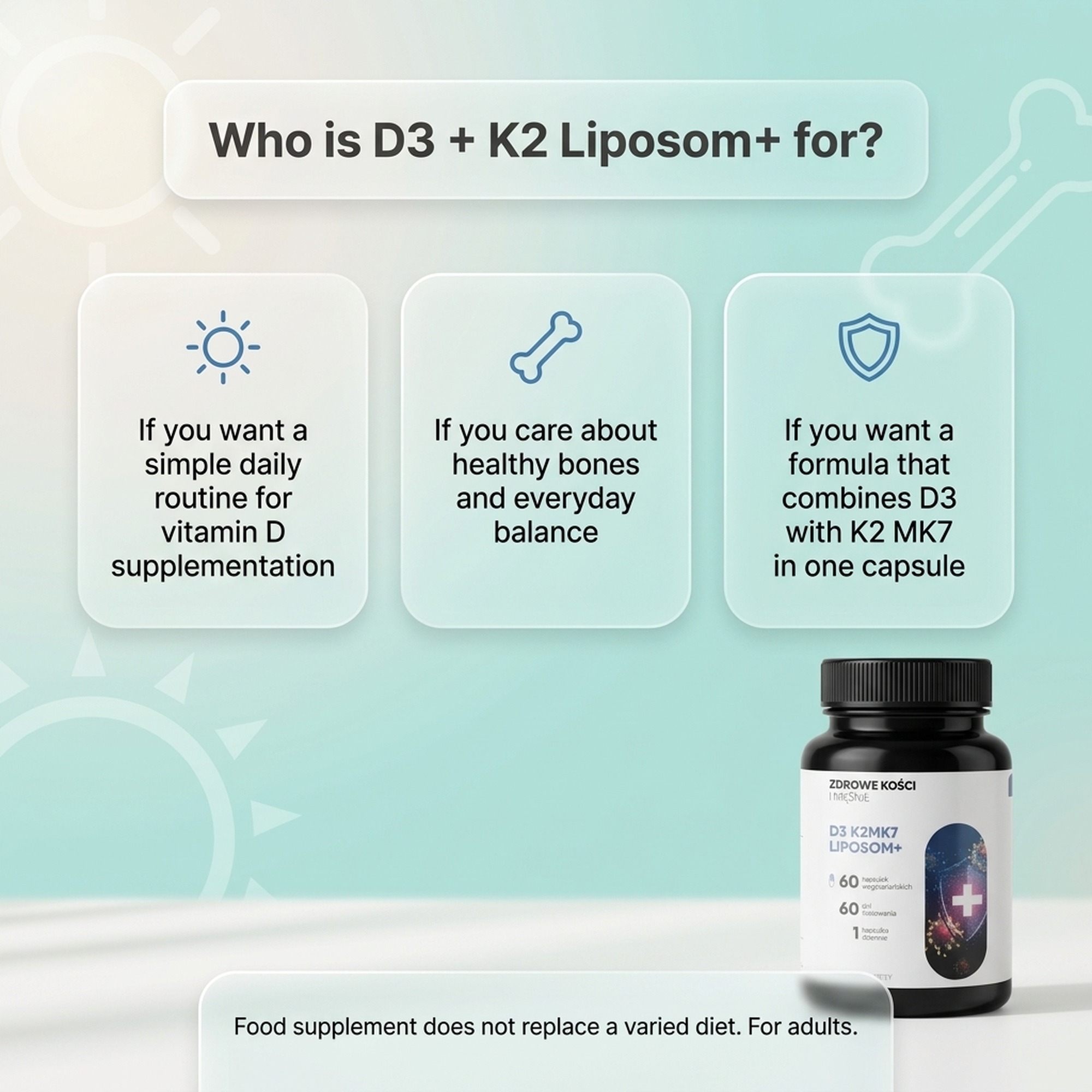 D3 K2 MK7 Liposom+ - Vitamin D 2000 IU + K2 MK7 in Liposomes