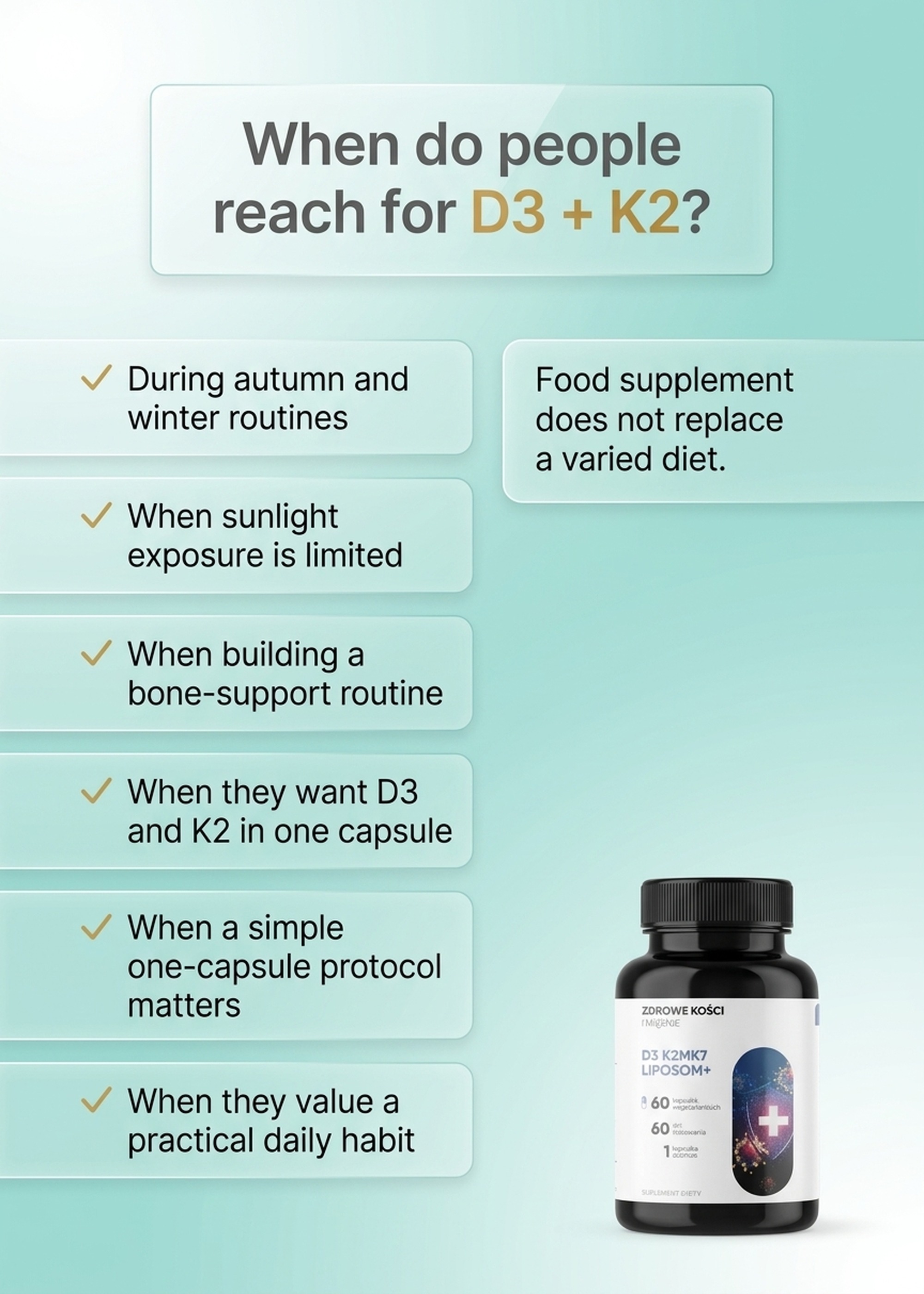 D3 K2 MK7 Liposom+ - Vitamin D 2000 IU + K2 MK7 in Liposomes