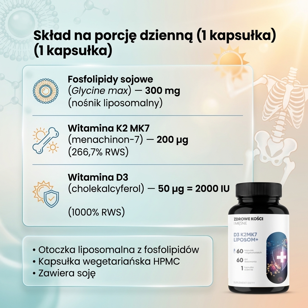 D3 K2 MK7 Liposom+ - witamina D 2000 IU + K2 MK7 w liposomach