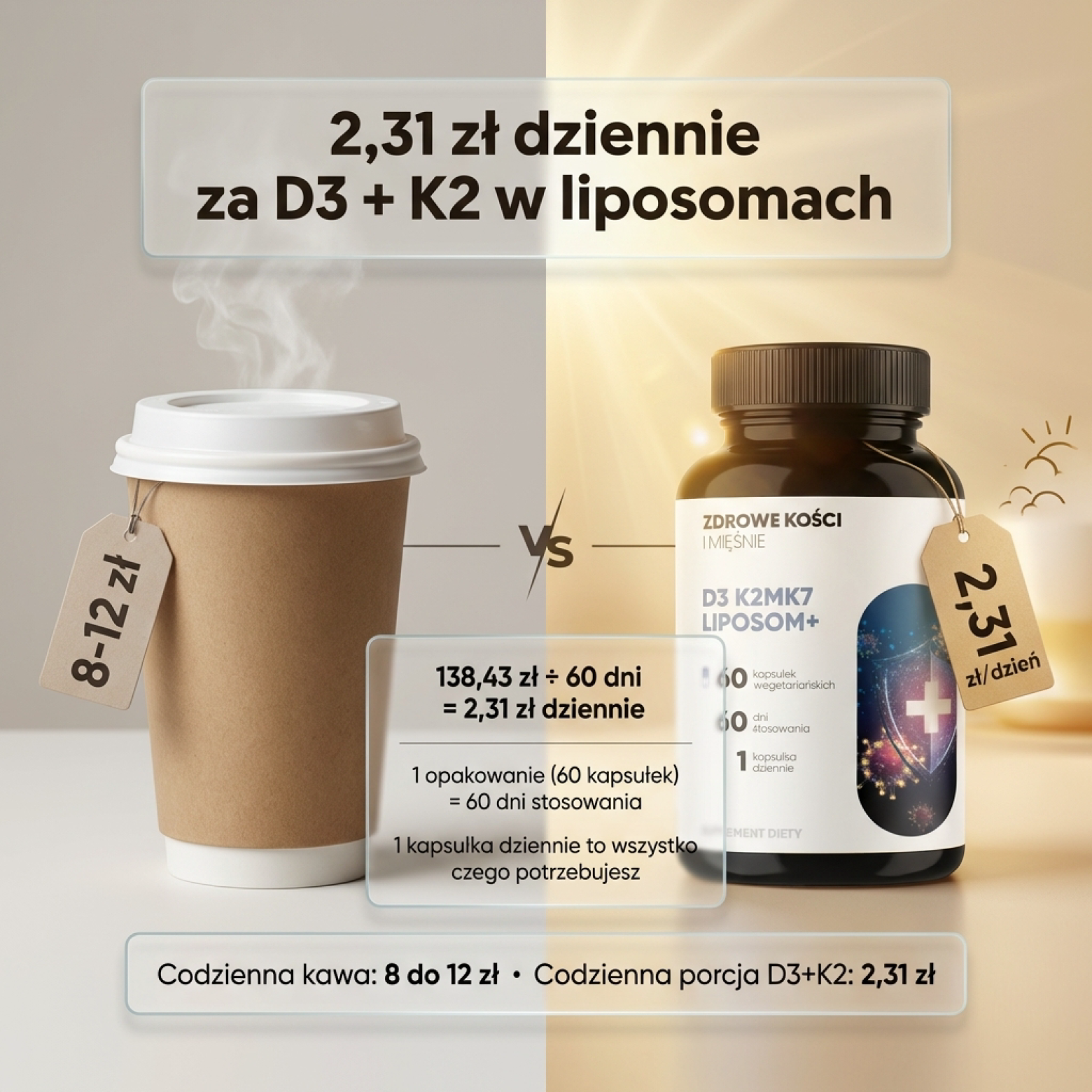 D3 K2 MK7 Liposom+ - witamina D 2000 IU + K2 MK7 w liposomach