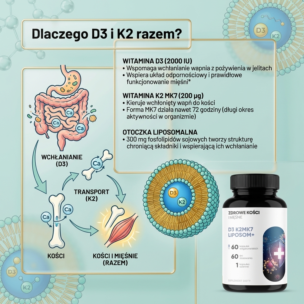 D3 K2 MK7 Liposom+ - witamina D 2000 IU + K2 MK7 w liposomach