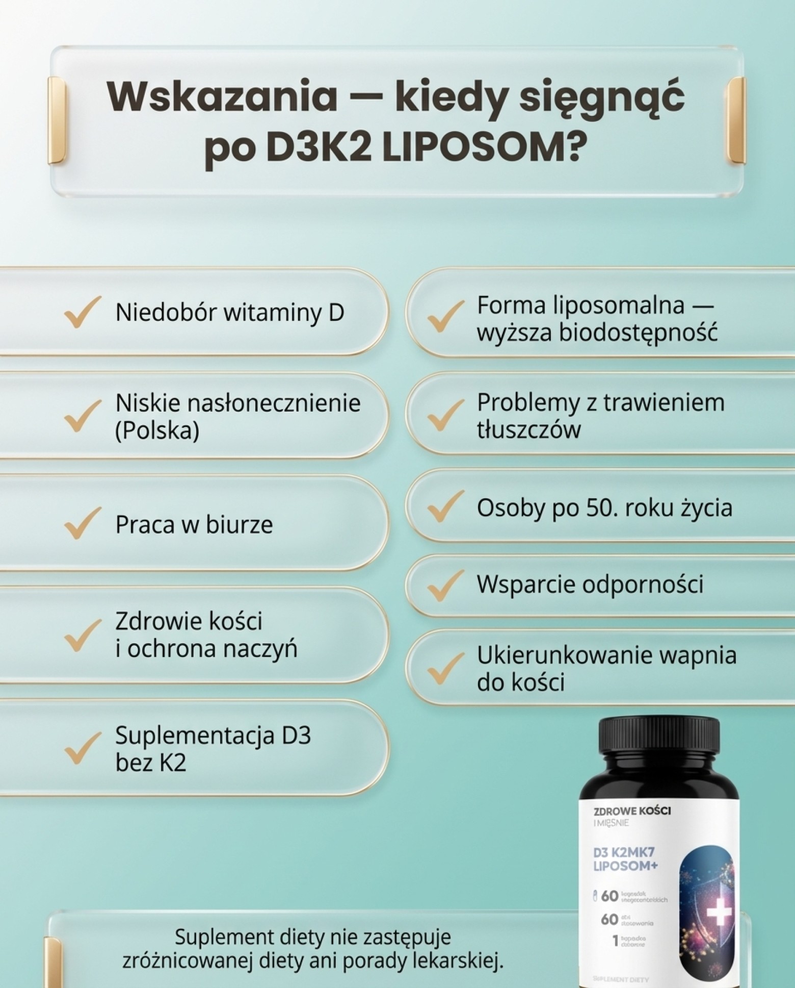 D3 K2 MK7 Liposom+ - witamina D 2000 IU + K2 MK7 w liposomach