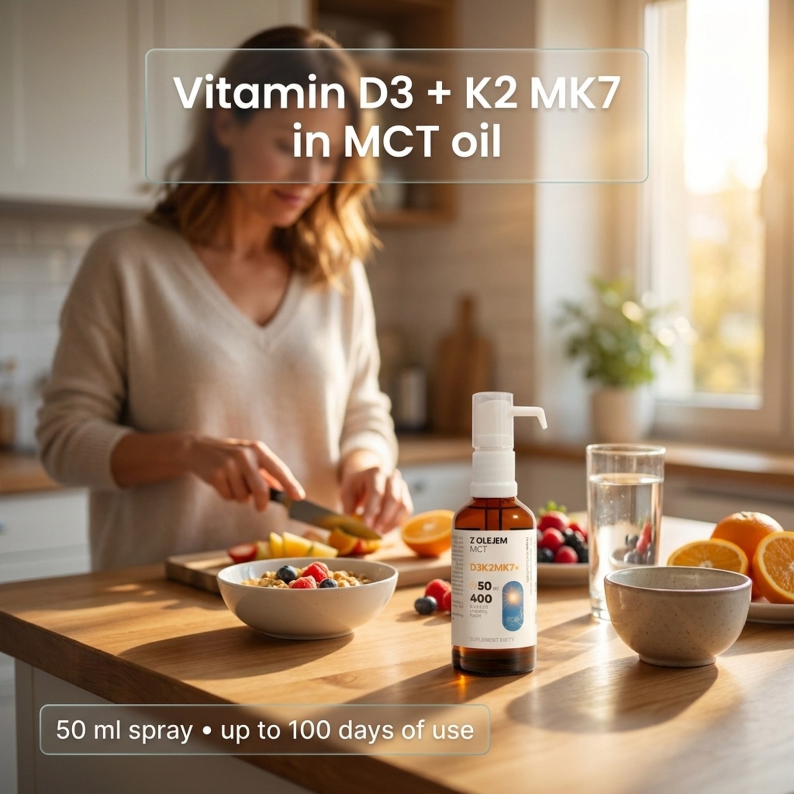 Vitamin D3 + K2 MK7 with MCT Oil - 2000 IU - Drops 50 ml