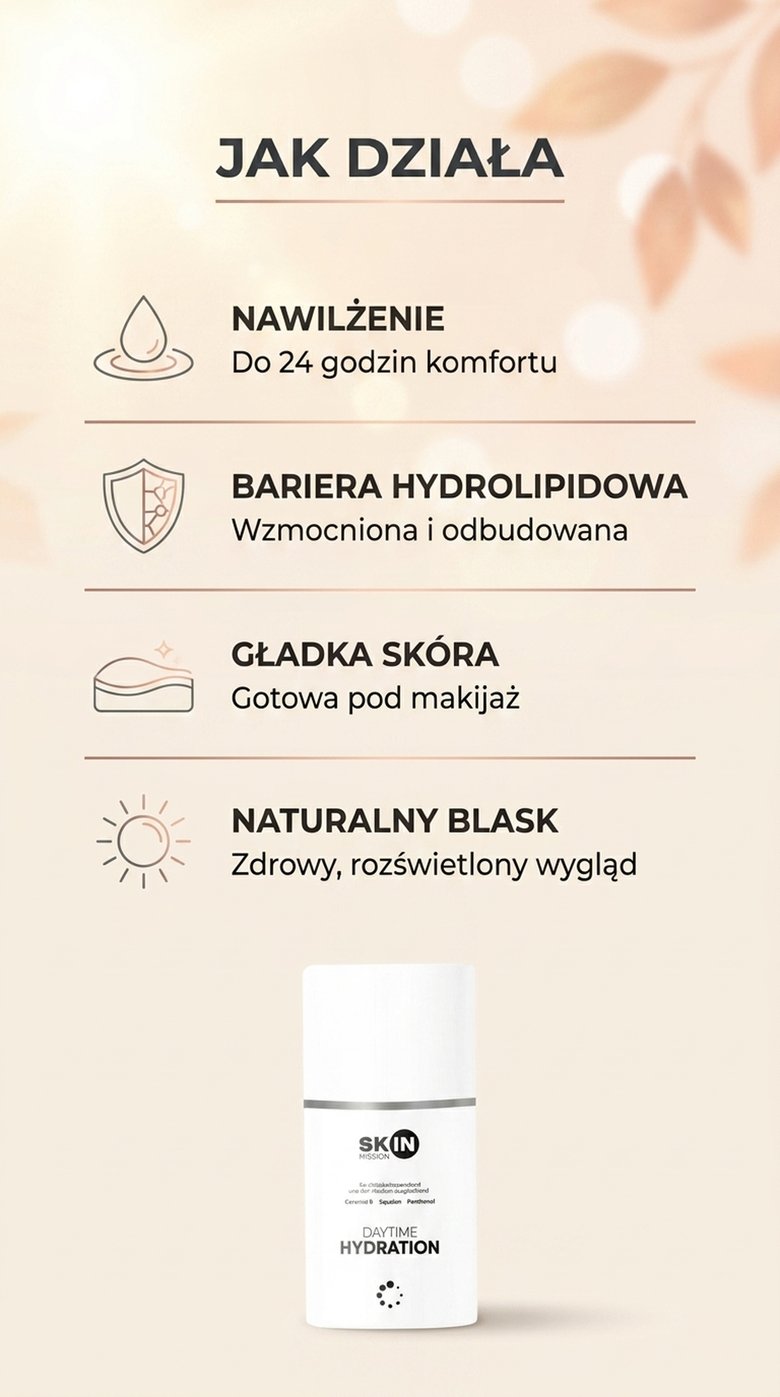 DayTime Hydration - Krem na dzień z Olejem brzoskwiniowym + Ceramidy + Lecytyna - Skin Mission