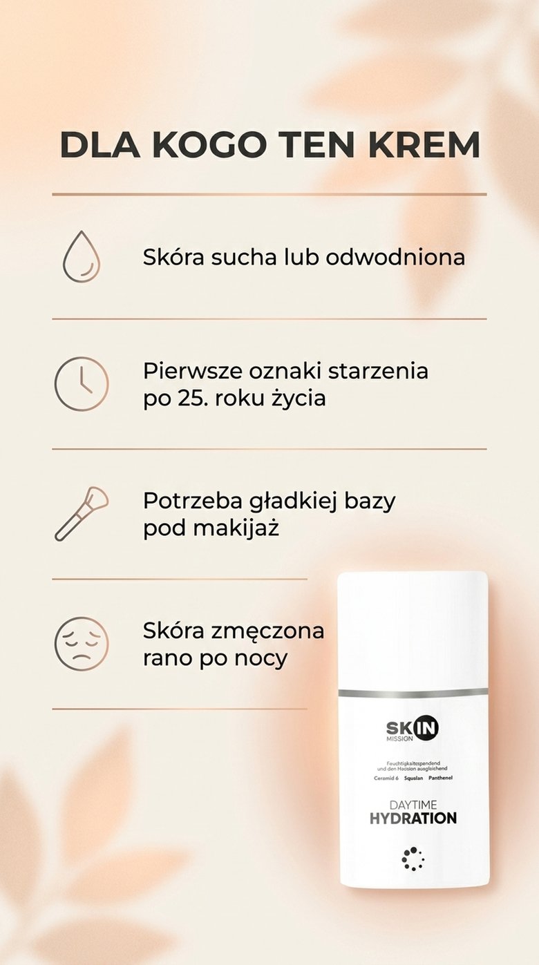 DayTime Hydration - Krem na dzień z Olejem brzoskwiniowym + Ceramidy + Lecytyna - Skin Mission