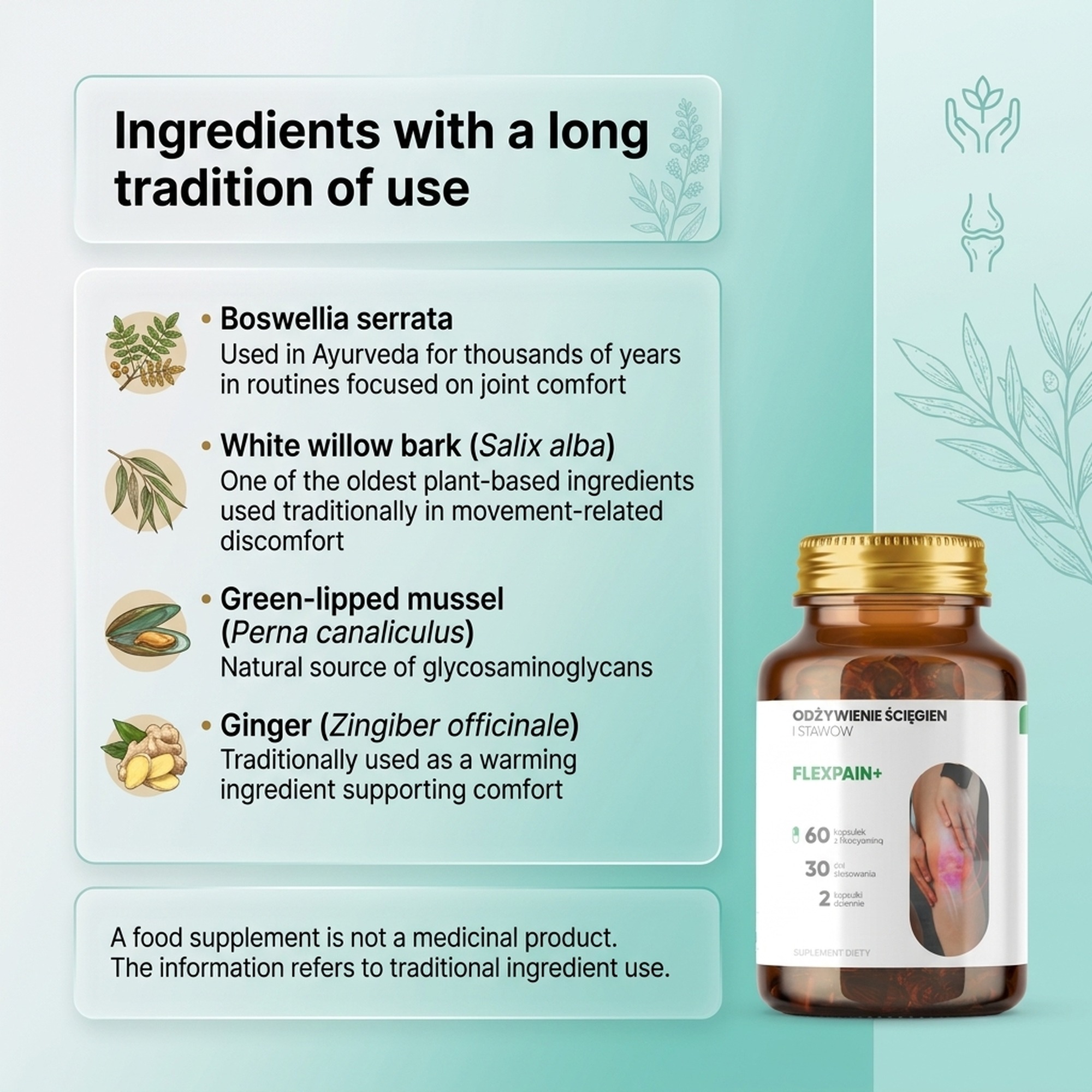 Flexpain+ - White Willow + Boswellia + Mangosteen for Healthy Joints