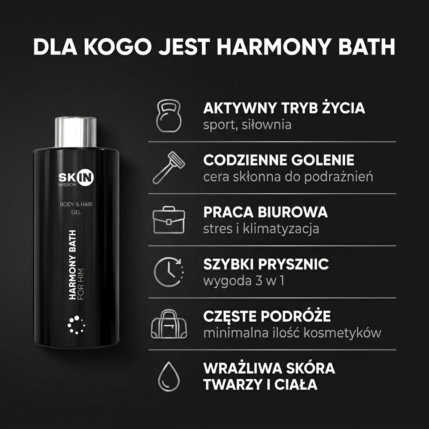 Harmony Bath For Him - Żel pod Prysznic dla Aktywnych Mężczyzn 300ml | Skin Mission