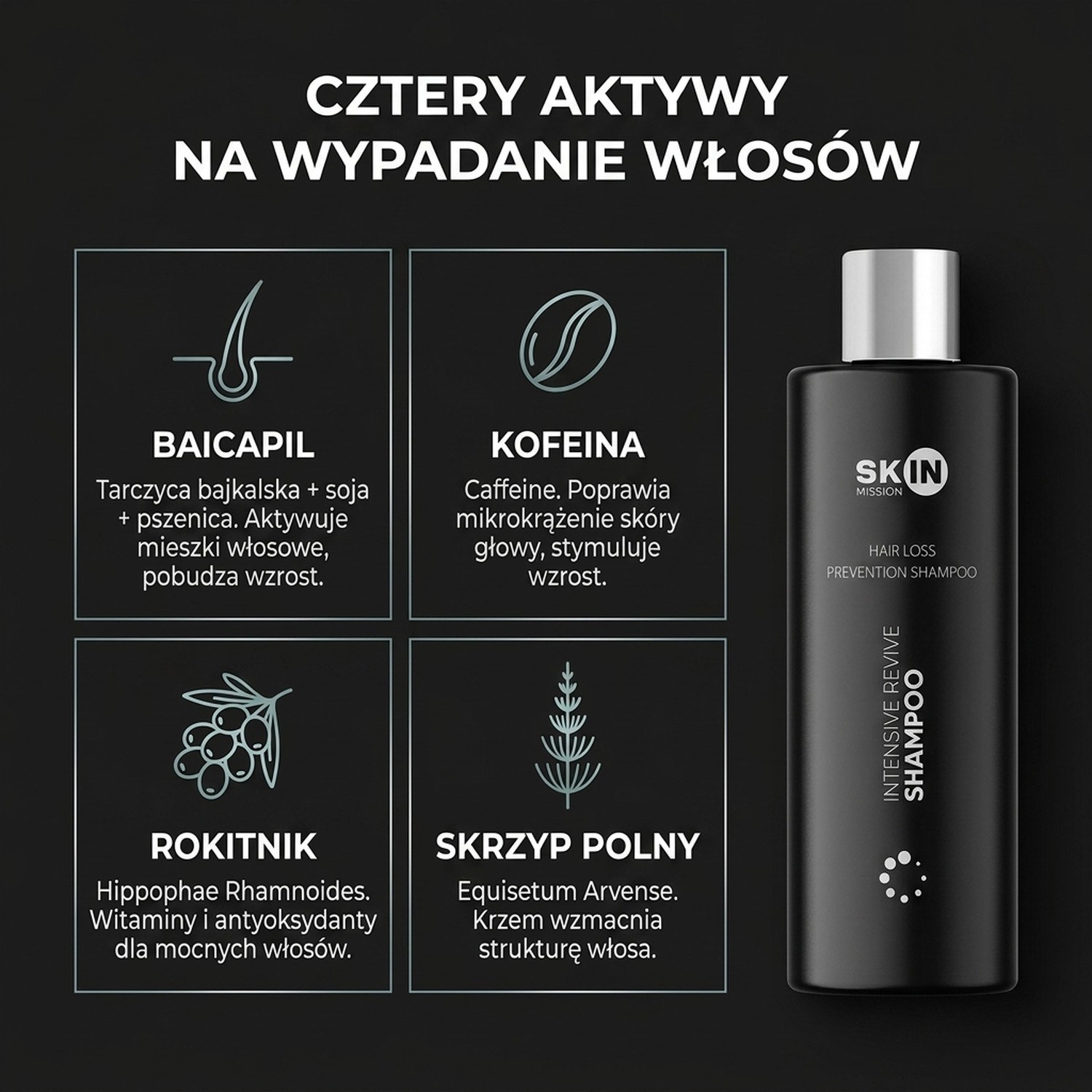Ingredients in Intensive Revive Shampoo - Revitalizing Shampoo with Baikal Skullcap + Caffeine - Skin Mission