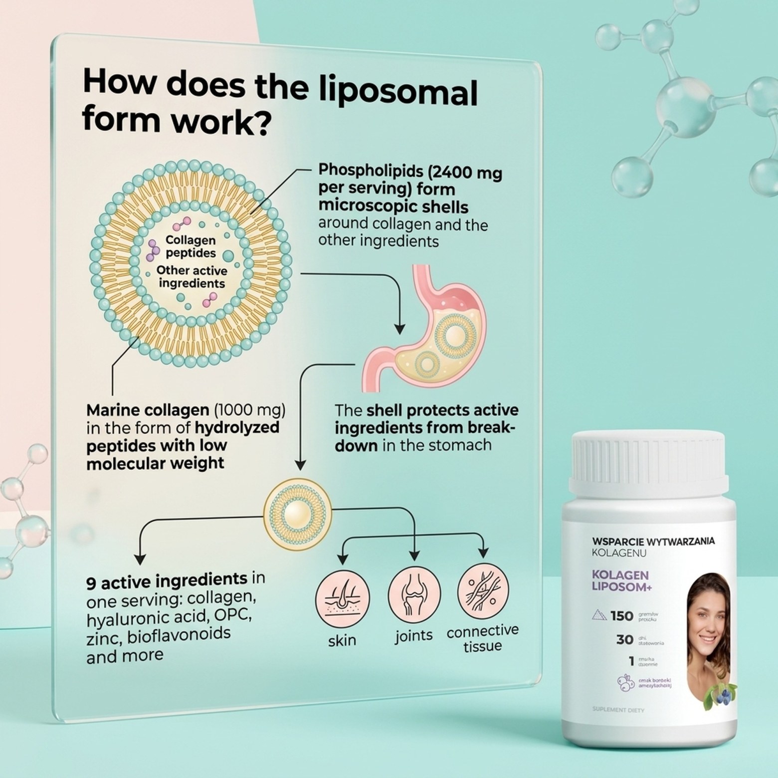 Liposomal Collagen+ with Blueberry Flavor + stirrer