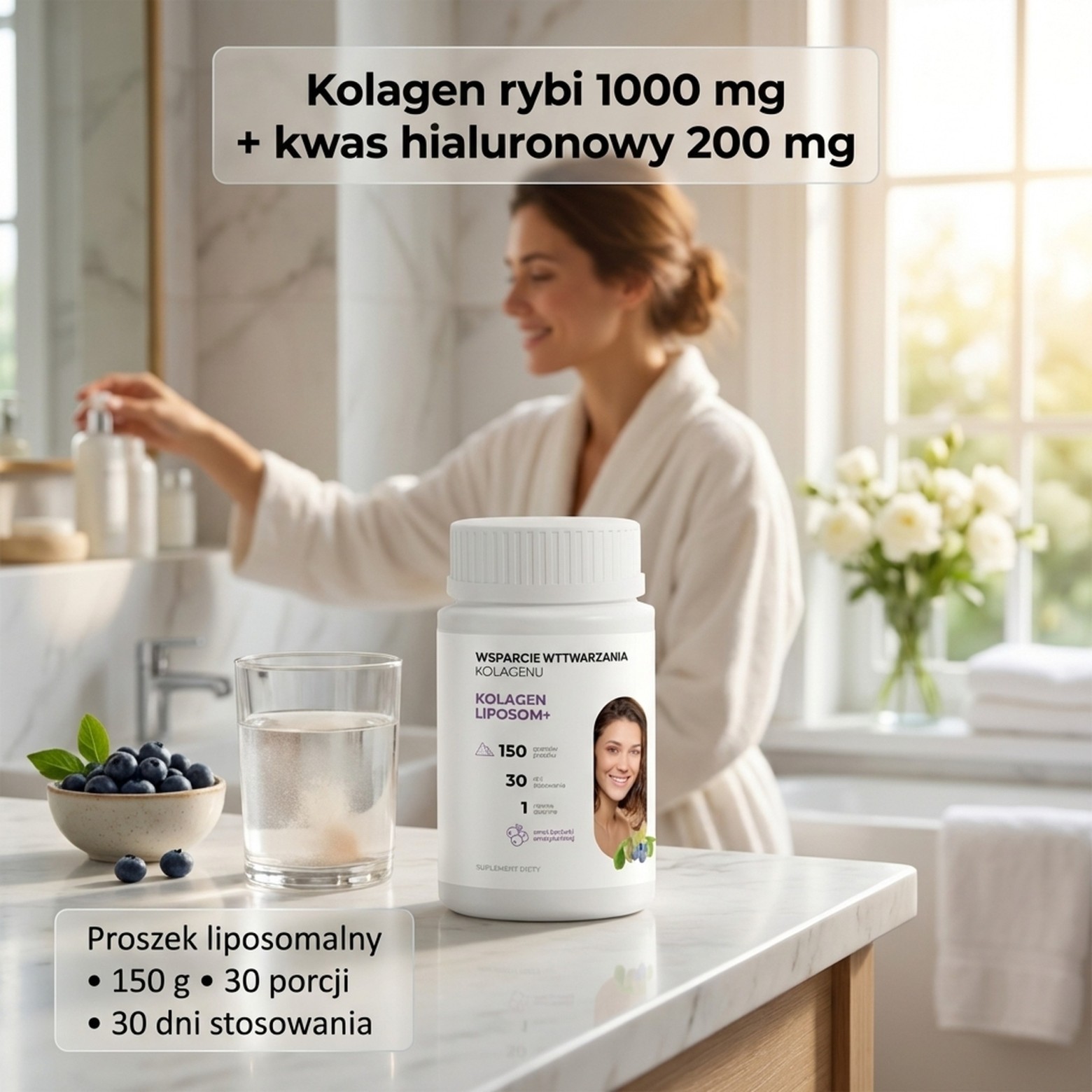 Kolagen Liposom+ Borówka - Kolagen rybi + Hialuron + Centella w liposomach