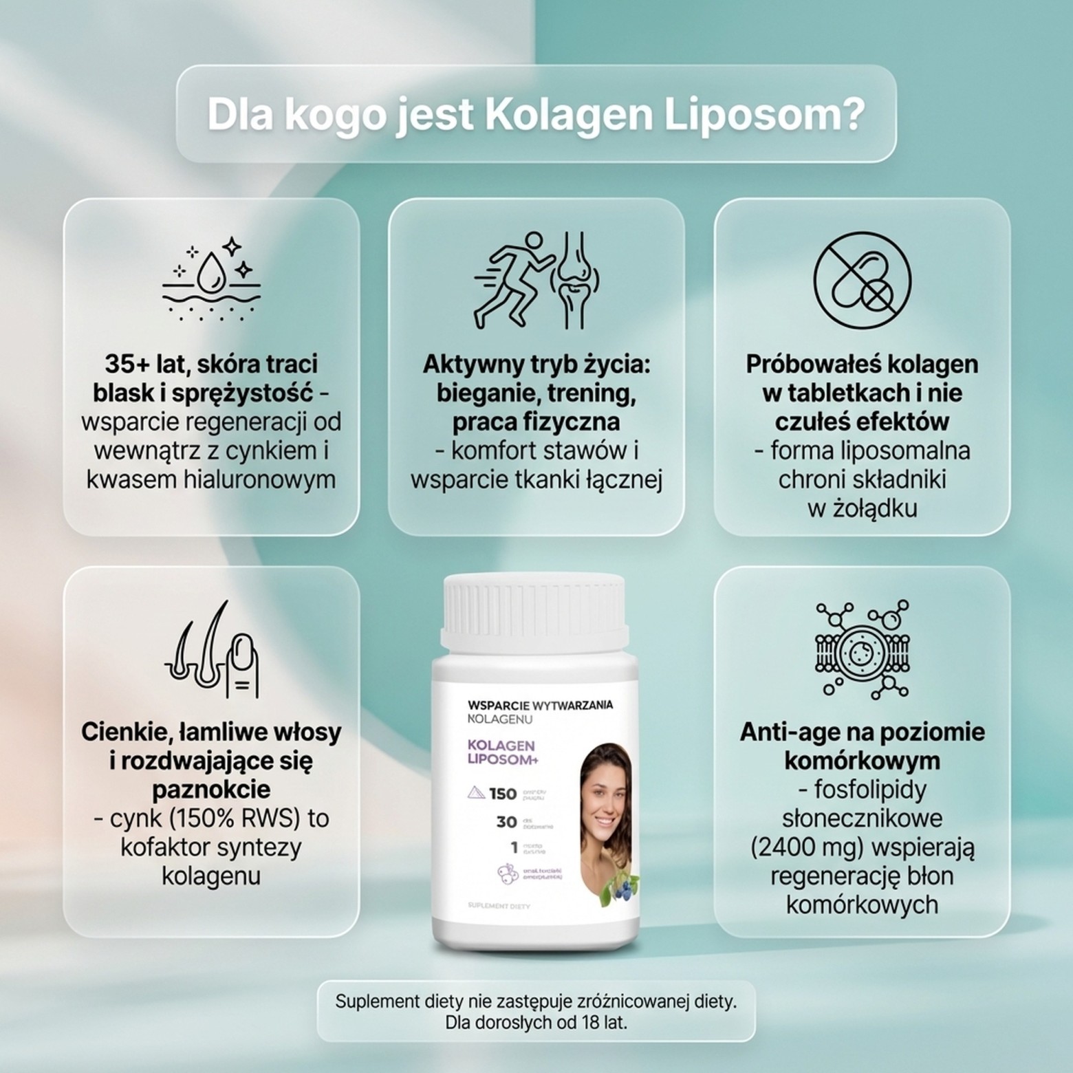 Kolagen Liposom+ Borówka - Kolagen rybi + Hialuron + Centella w liposomach