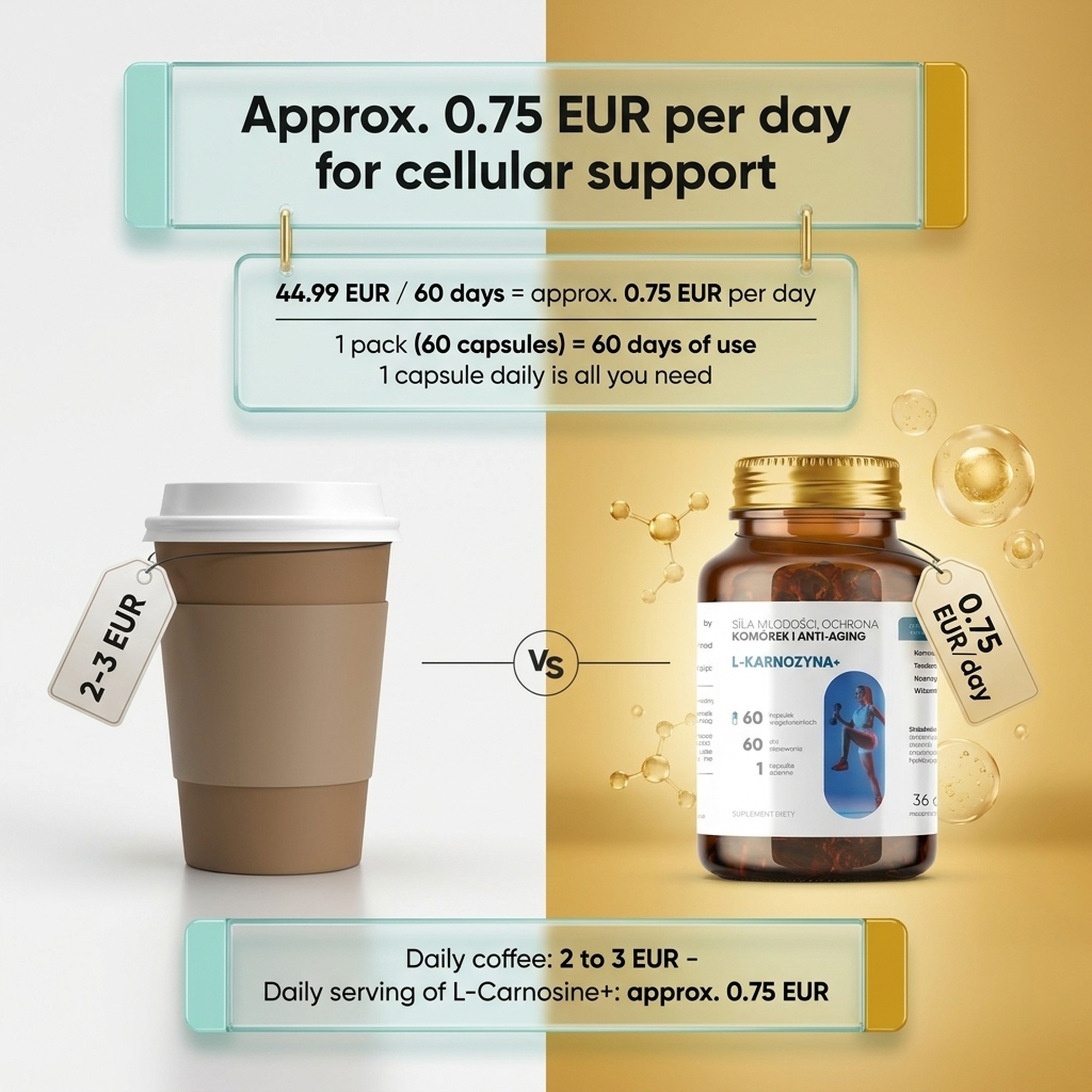 L-Carnosine+ - Carnosine 400 mg + Fisetin + CoQ10 for Smart Aging