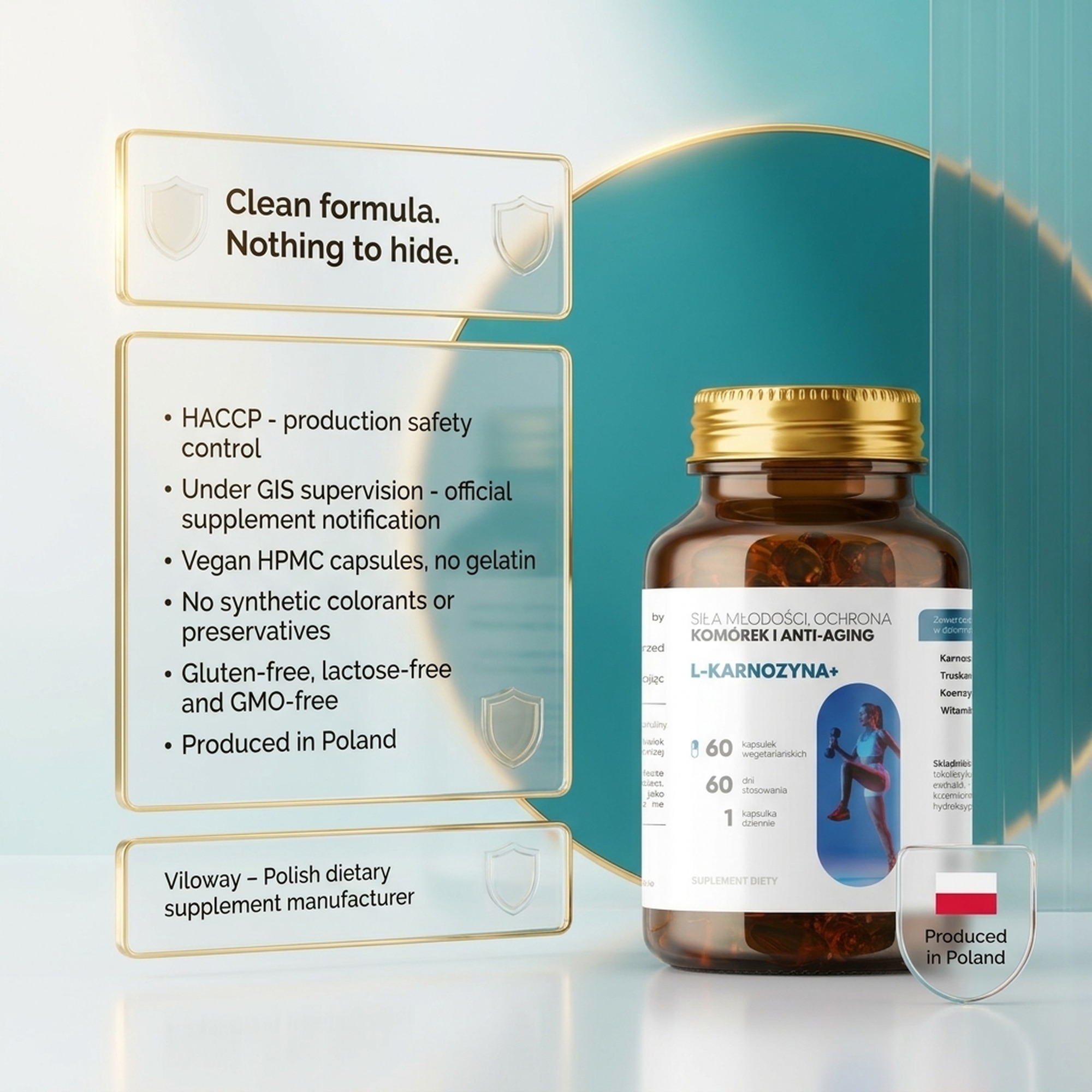 L-Carnosine+ - Carnosine 400 mg + Fisetin + CoQ10 for Smart Aging