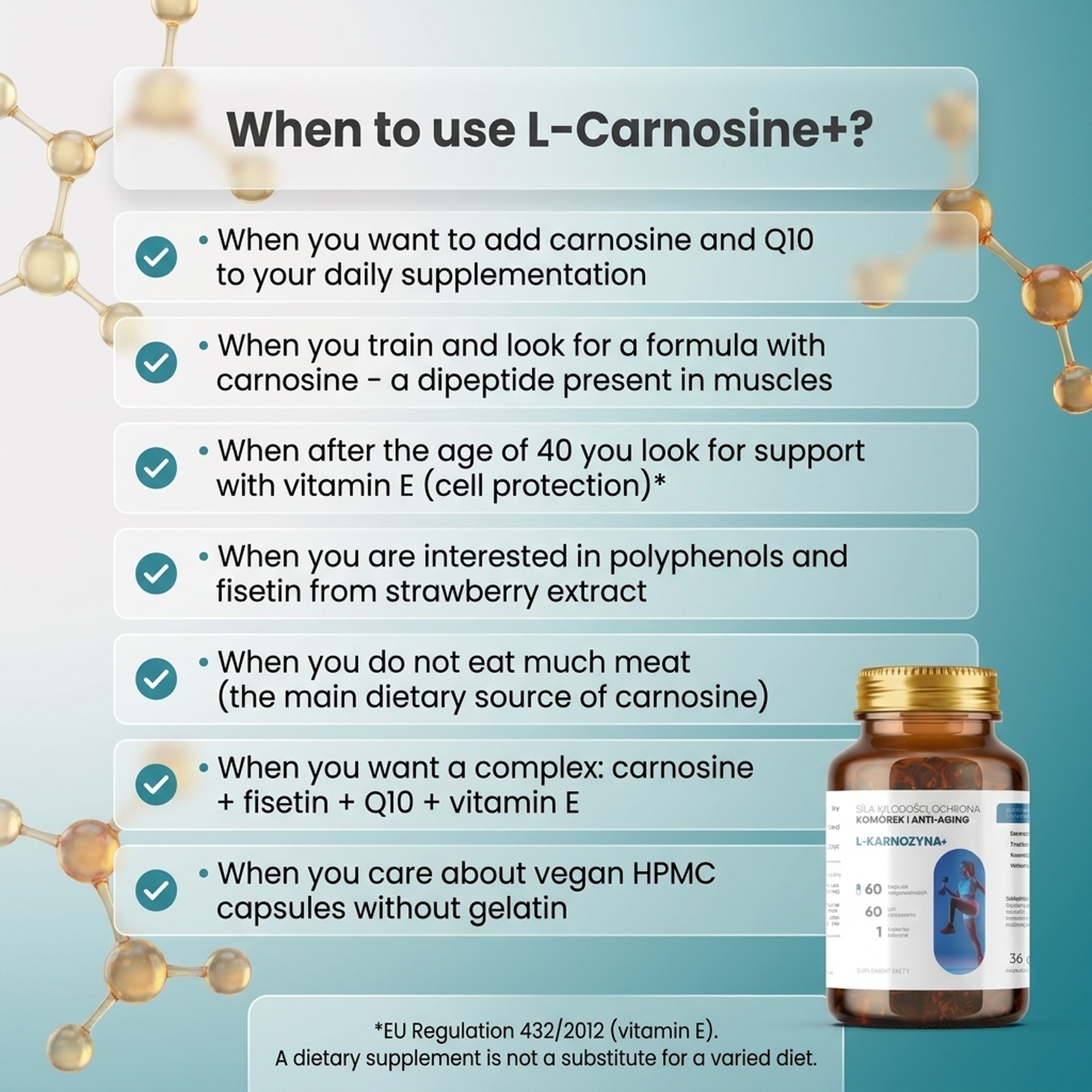 L-Carnosine+ - Carnosine 400 mg + Fisetin + CoQ10 for Smart Aging