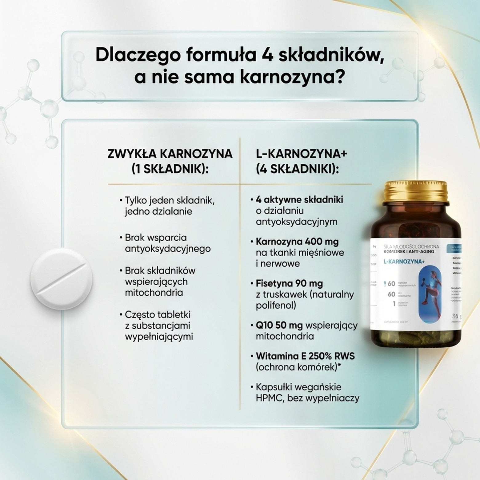 L-Karnozyna+ - Karnozyna 400mg + Fisetyna + Koenzym Q10 na anty-aging