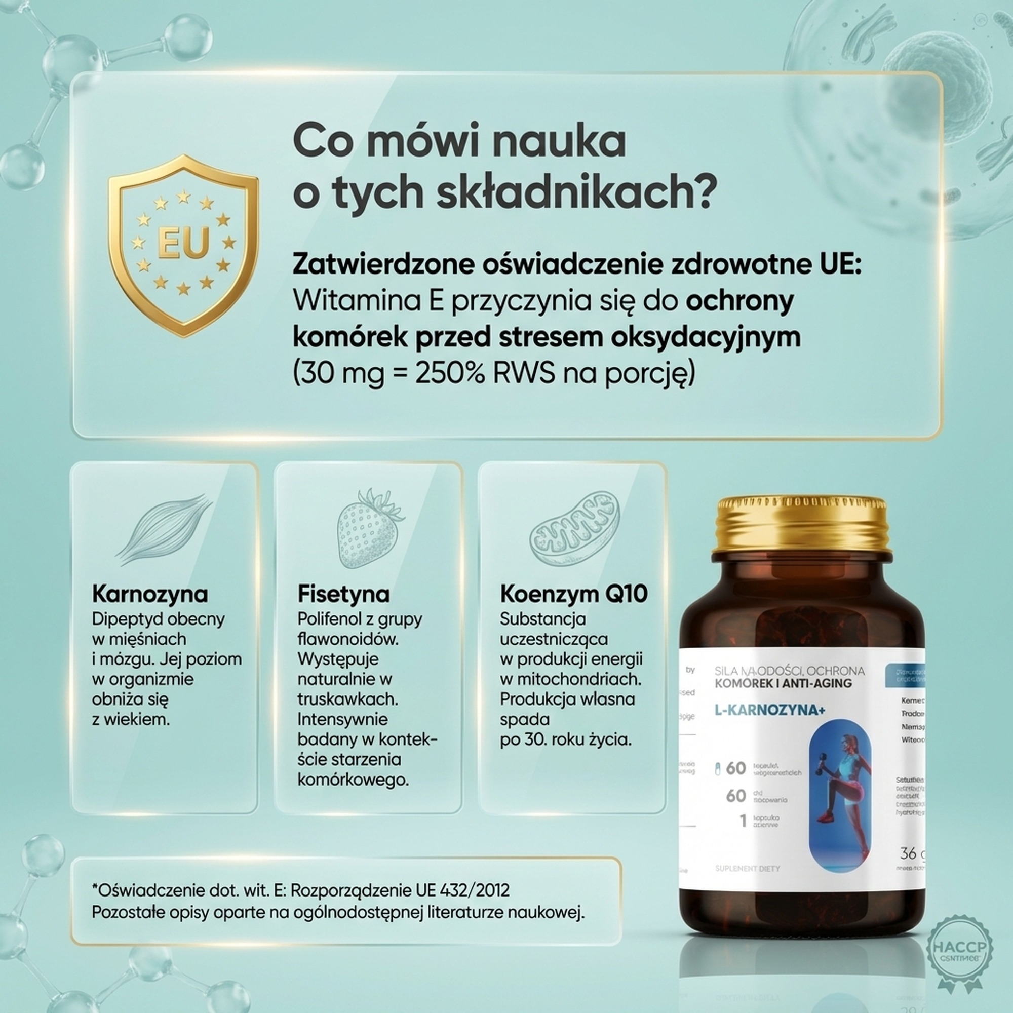 L-Karnozyna+ - Karnozyna 400mg + Fisetyna + Koenzym Q10 na anty-aging