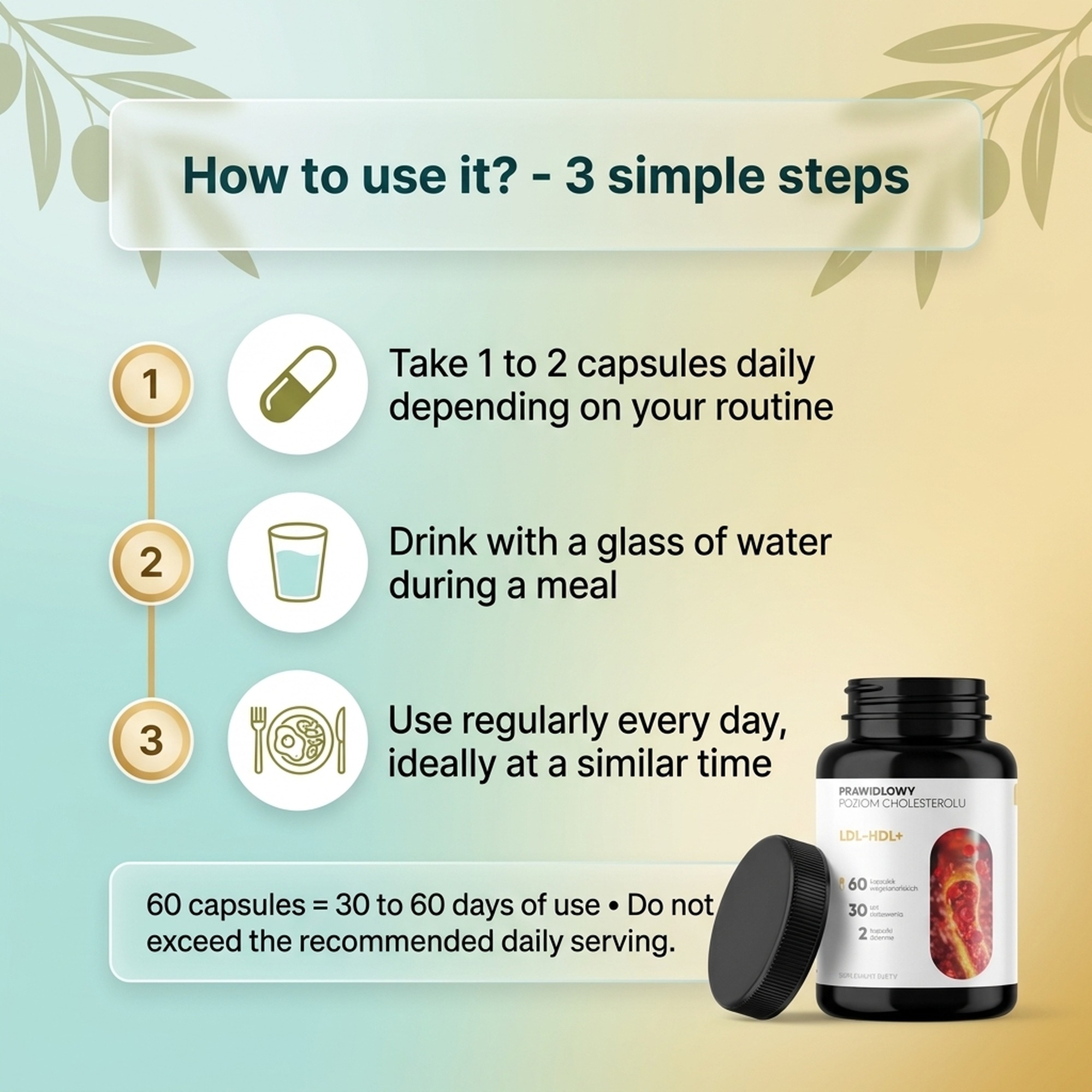 LDL-HDL+ - Olive Leaf + Guggul + Amla for a Daily Cholesterol Routine