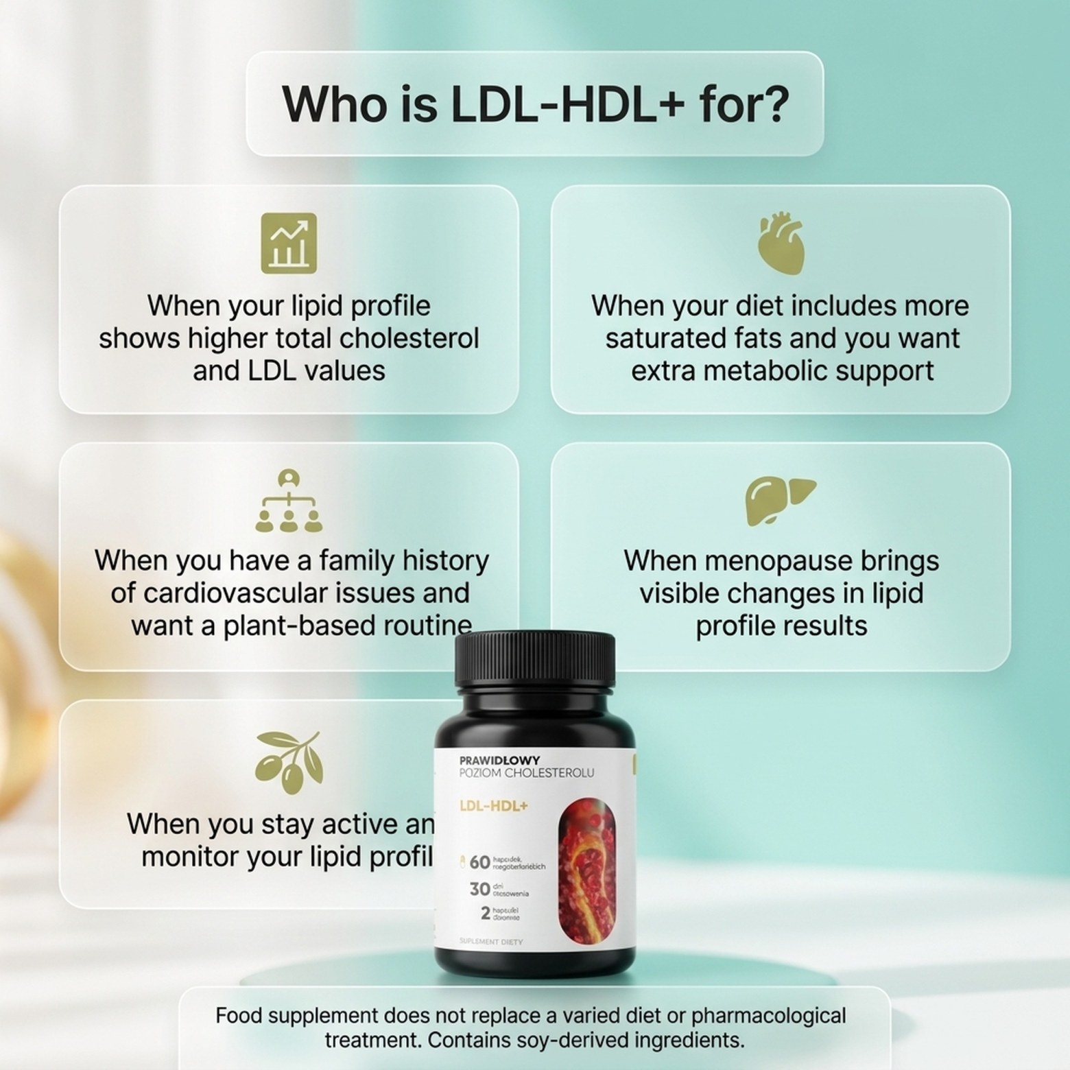 LDL-HDL+ - Olive Leaf + Guggul + Amla for a Daily Cholesterol Routine