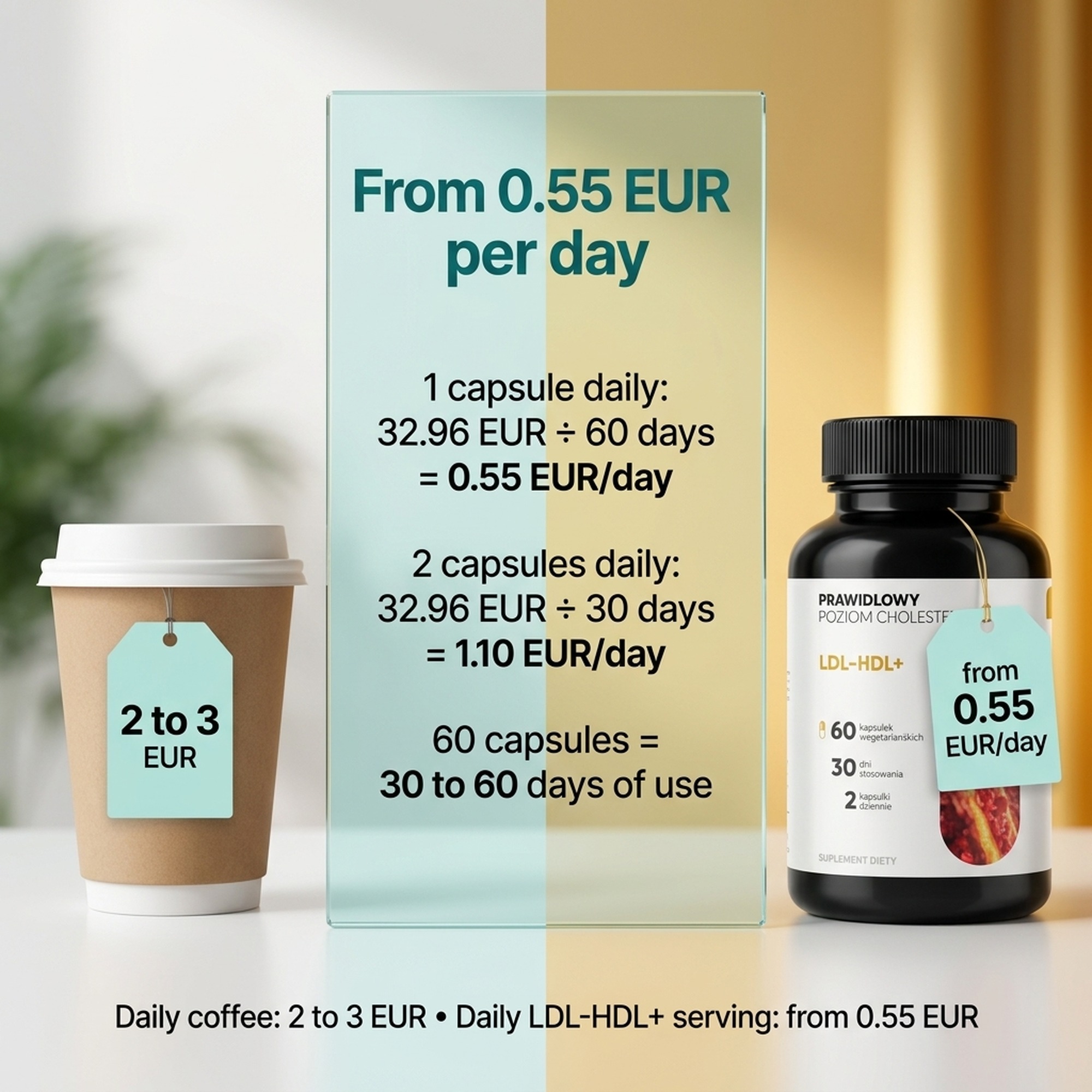 LDL-HDL+ - Olive Leaf + Guggul + Amla for a Daily Cholesterol Routine