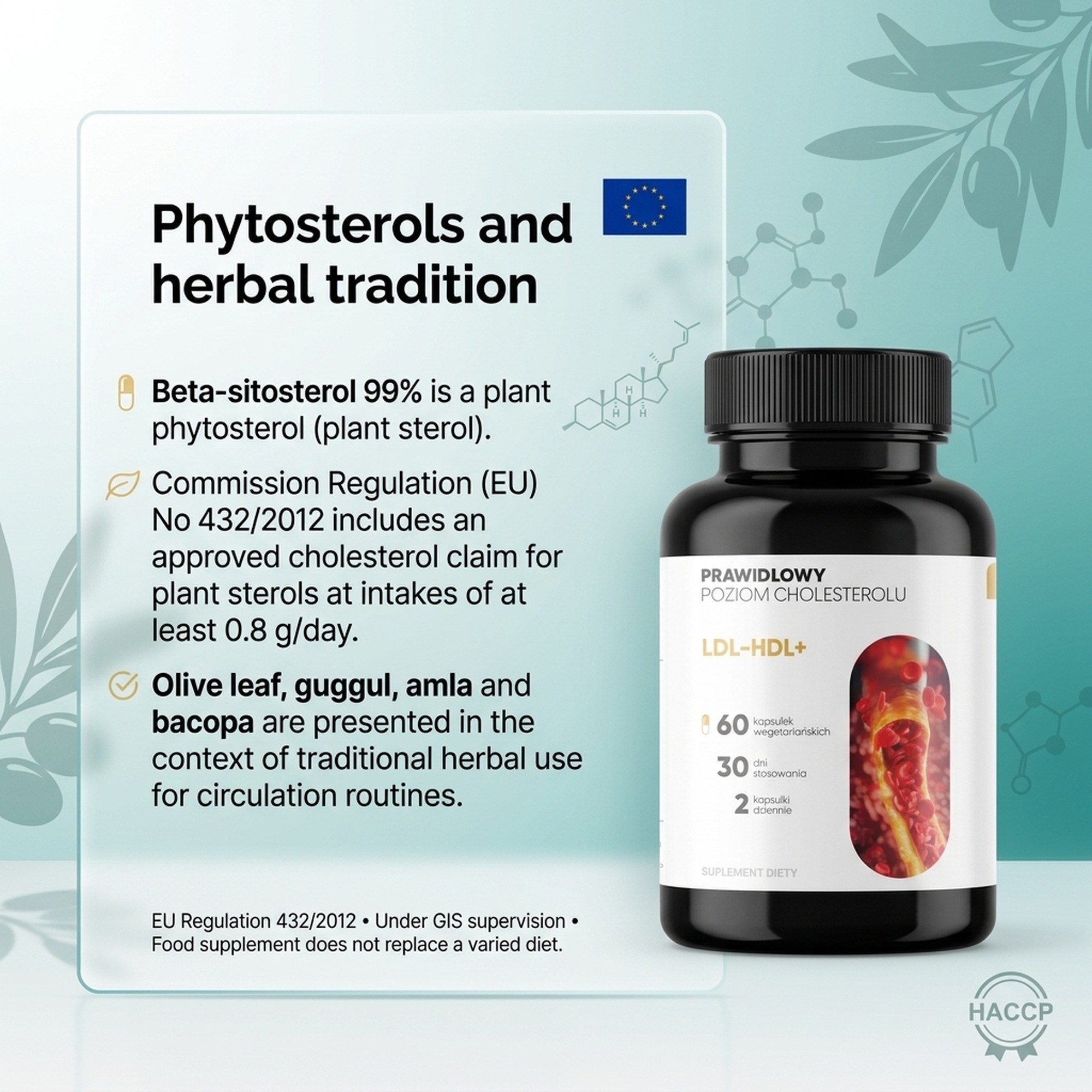 LDL-HDL+ - Olive Leaf + Guggul + Amla for a Daily Cholesterol Routine