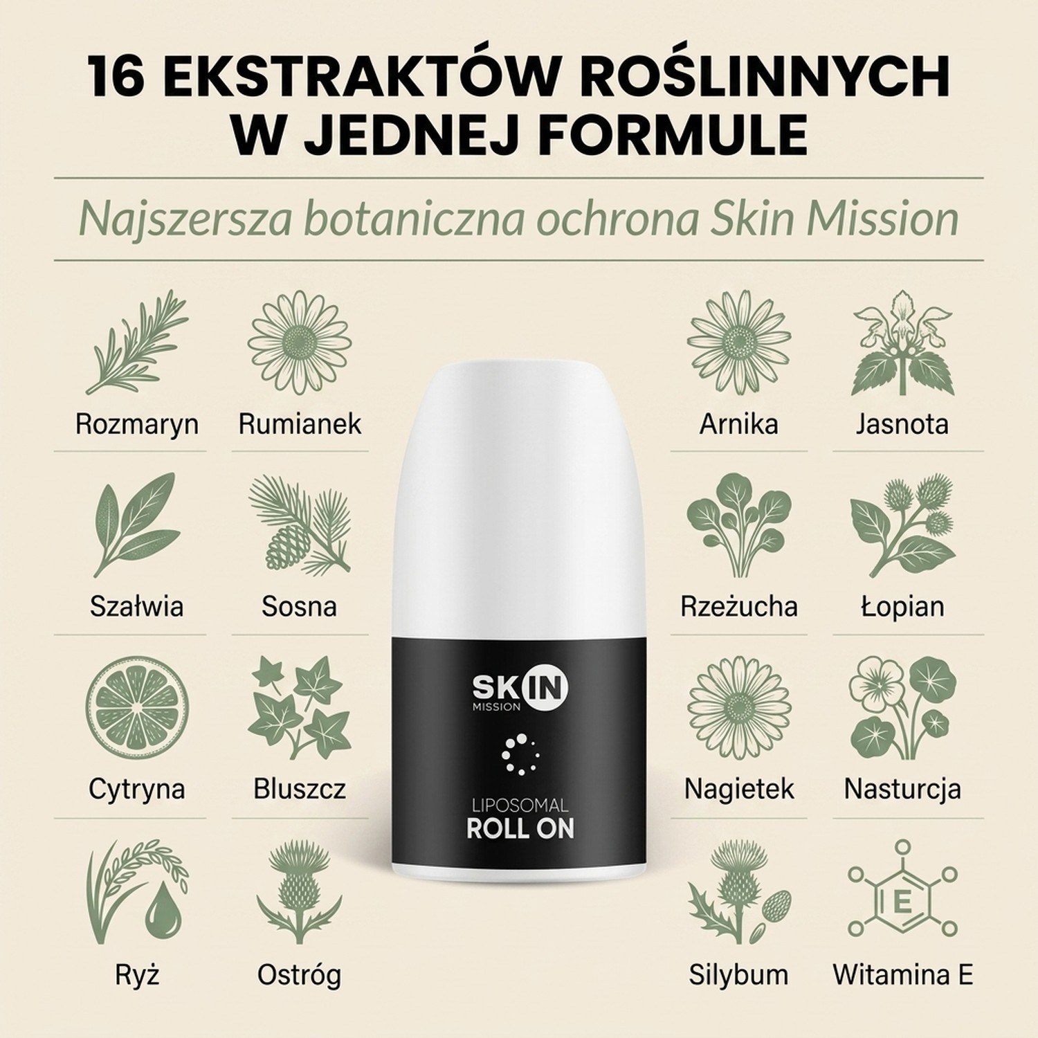 Liposomal Roll On - 16 Plant Extracts + Zinc - Aluminium-free Deodorant | Skin Mission